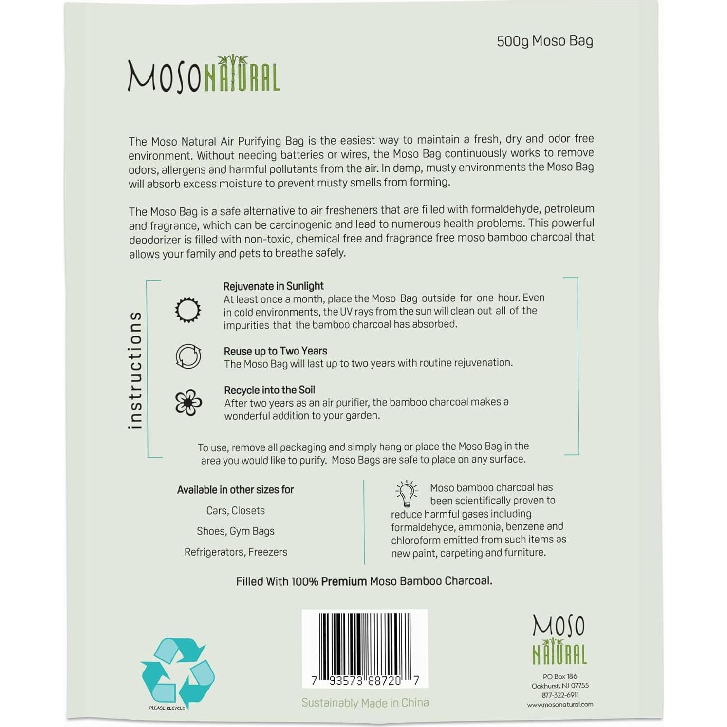 Bolsa Purificadora de Aire Moso 500g (2 Paquete) Carbón de Bambú