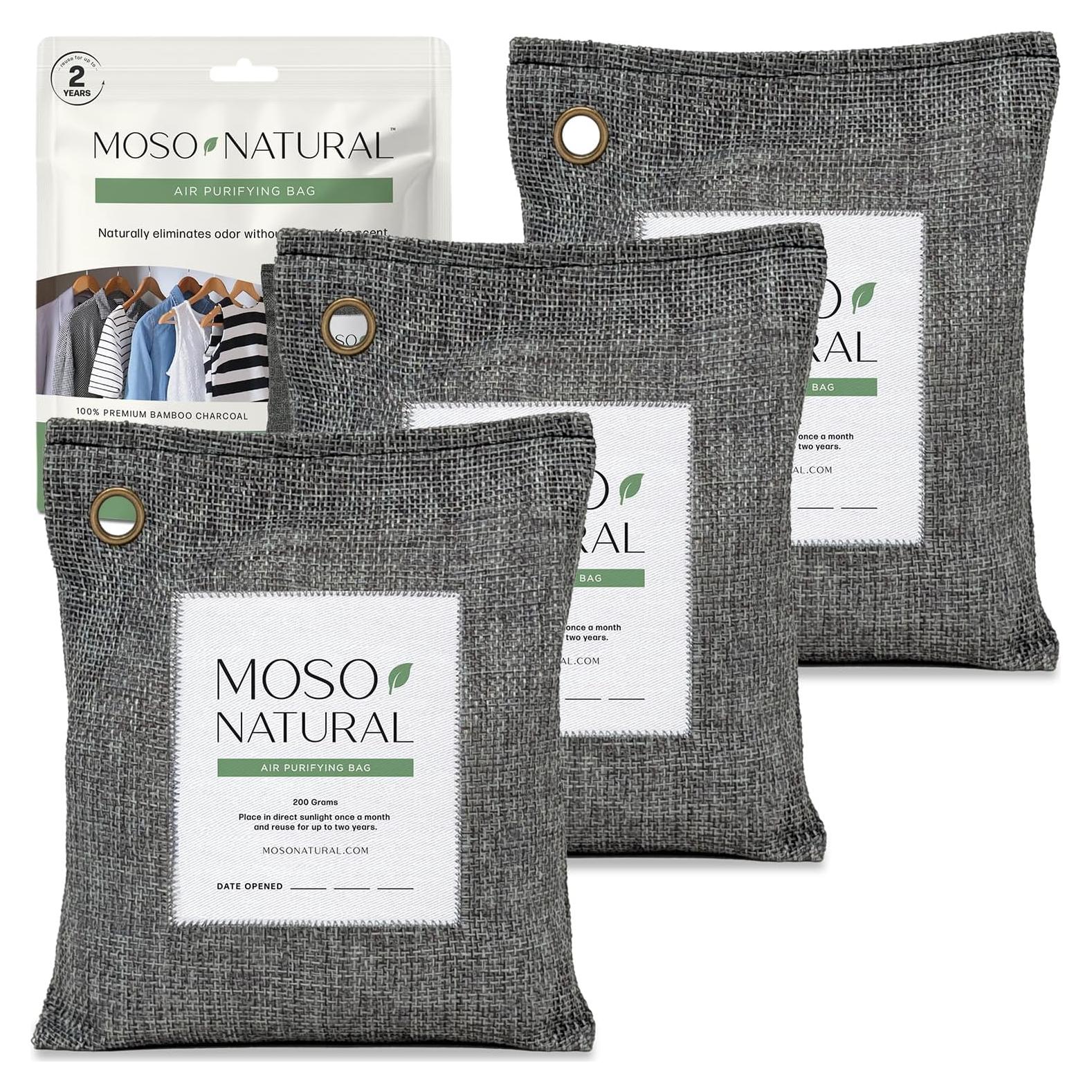 Moso Natural Bolsa Purificadora de Aire 200g (3 Paquete) Carbón de Bambú