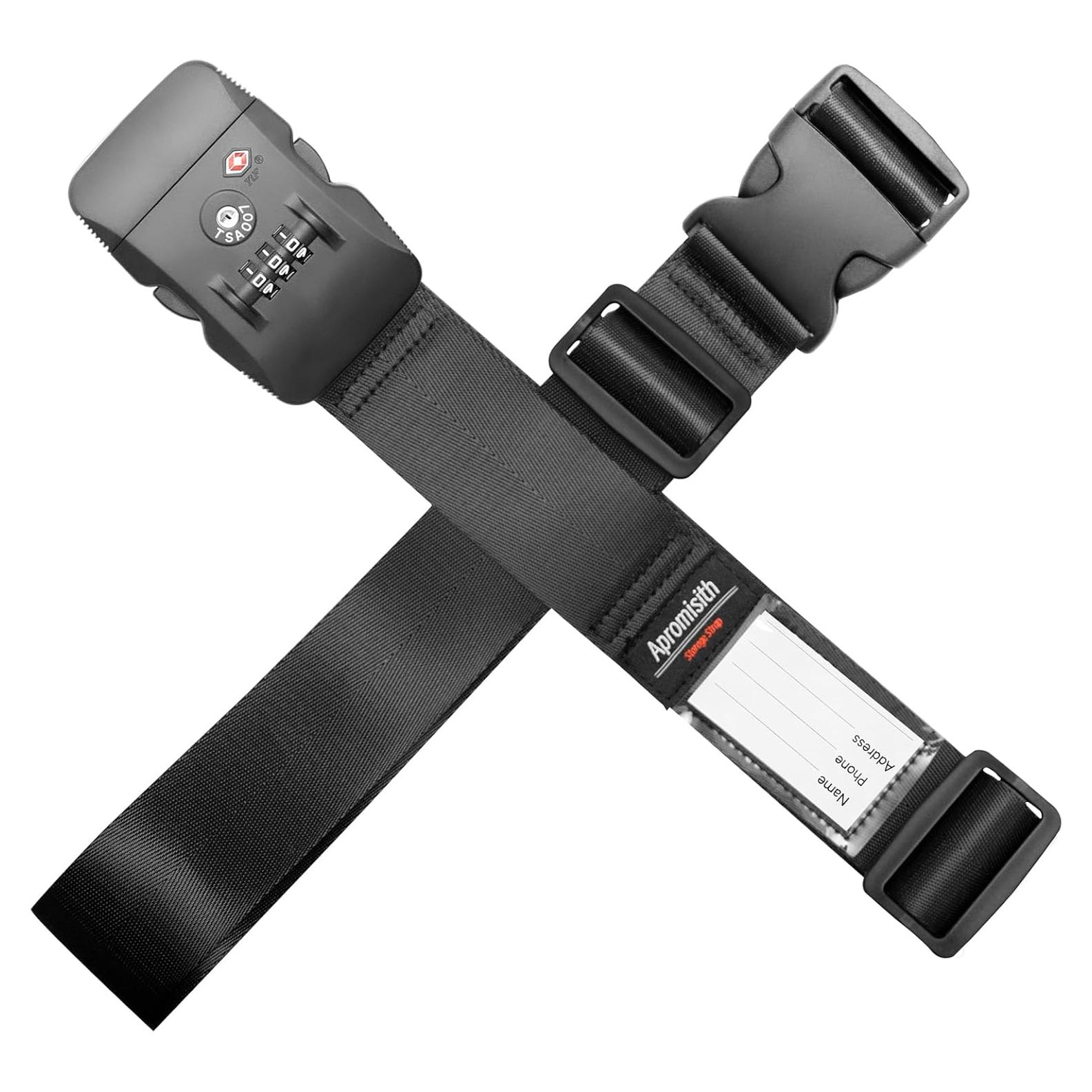 Correa de Equipaje Cruzada Apromisith Negra 20-32" con Candado TSA
