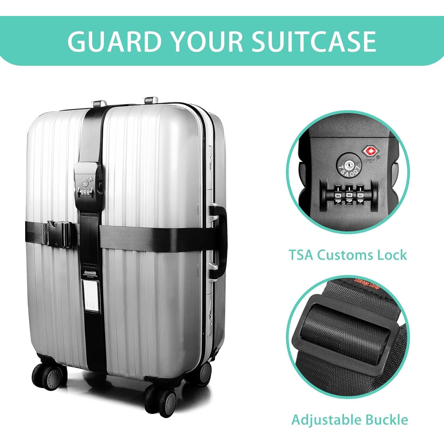 Correa de Equipaje Cruzada Apromisith Negra 20-32" con Candado TSA