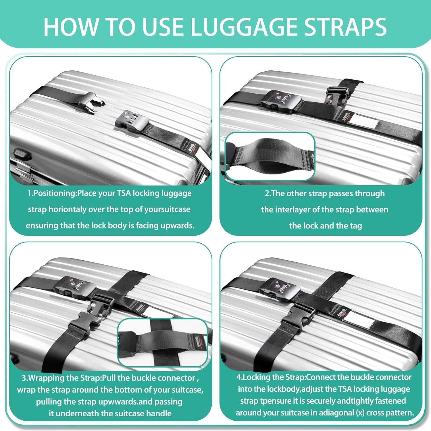 Correa de Equipaje Cruzada Apromisith Negra 20-32" con Candado TSA