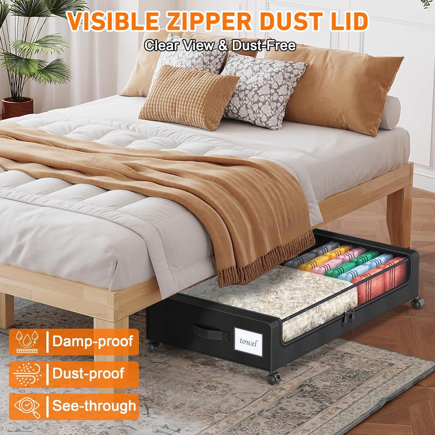 Contenedor de Almacenamiento Bajo la Cama DGFCK 60L Negro 2 Pack