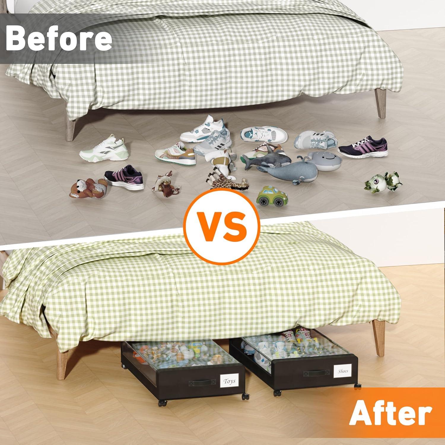 Contenedor de Almacenamiento Bajo la Cama DGFCK 60L Negro 2 Pack