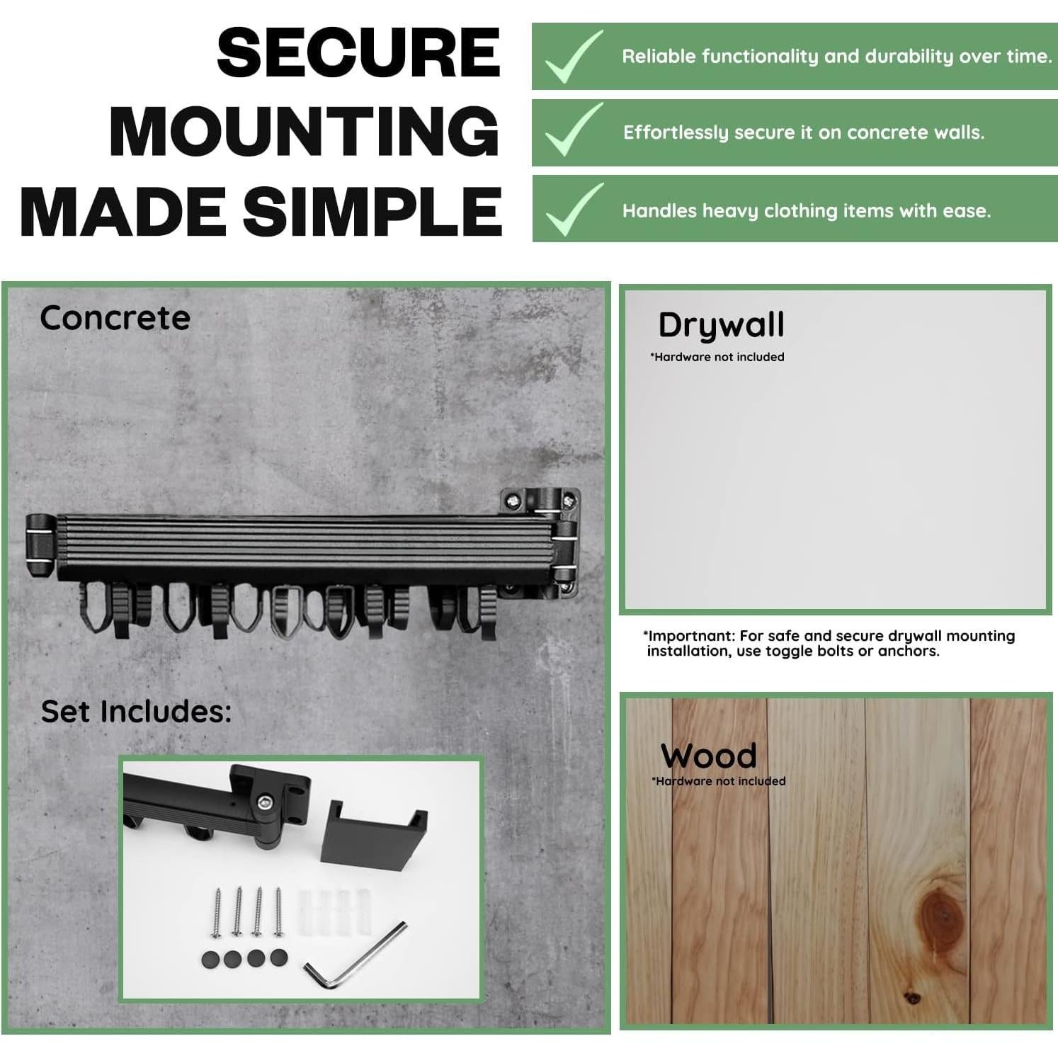 Estante de Secado de Ropa Plegable MODERNOIKOS 100 kg Negro