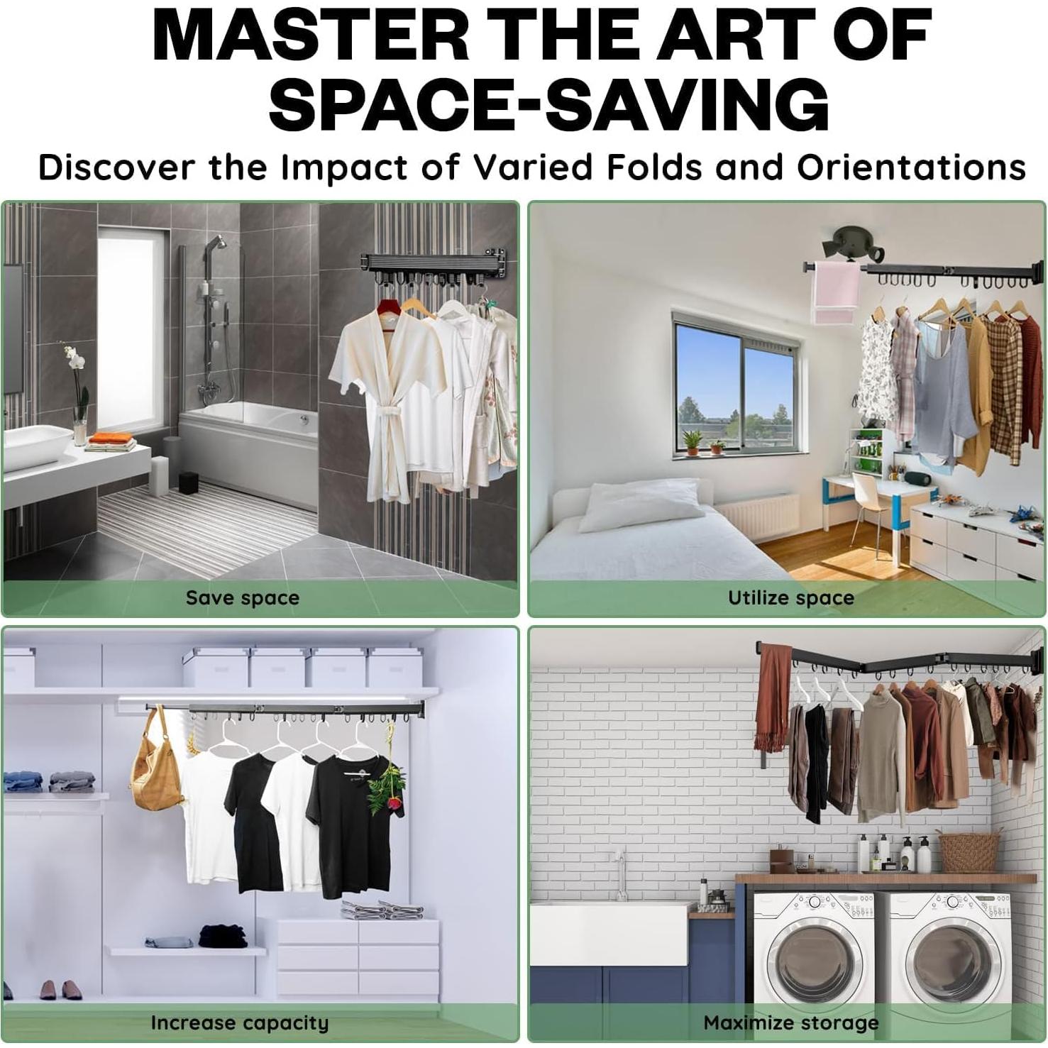 Estante de Secado de Ropa Plegable MODERNOIKOS 100 kg Negro