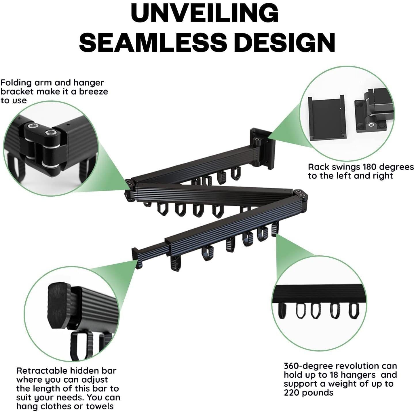 Estante de Secado de Ropa Plegable MODERNOIKOS 100 kg Negro