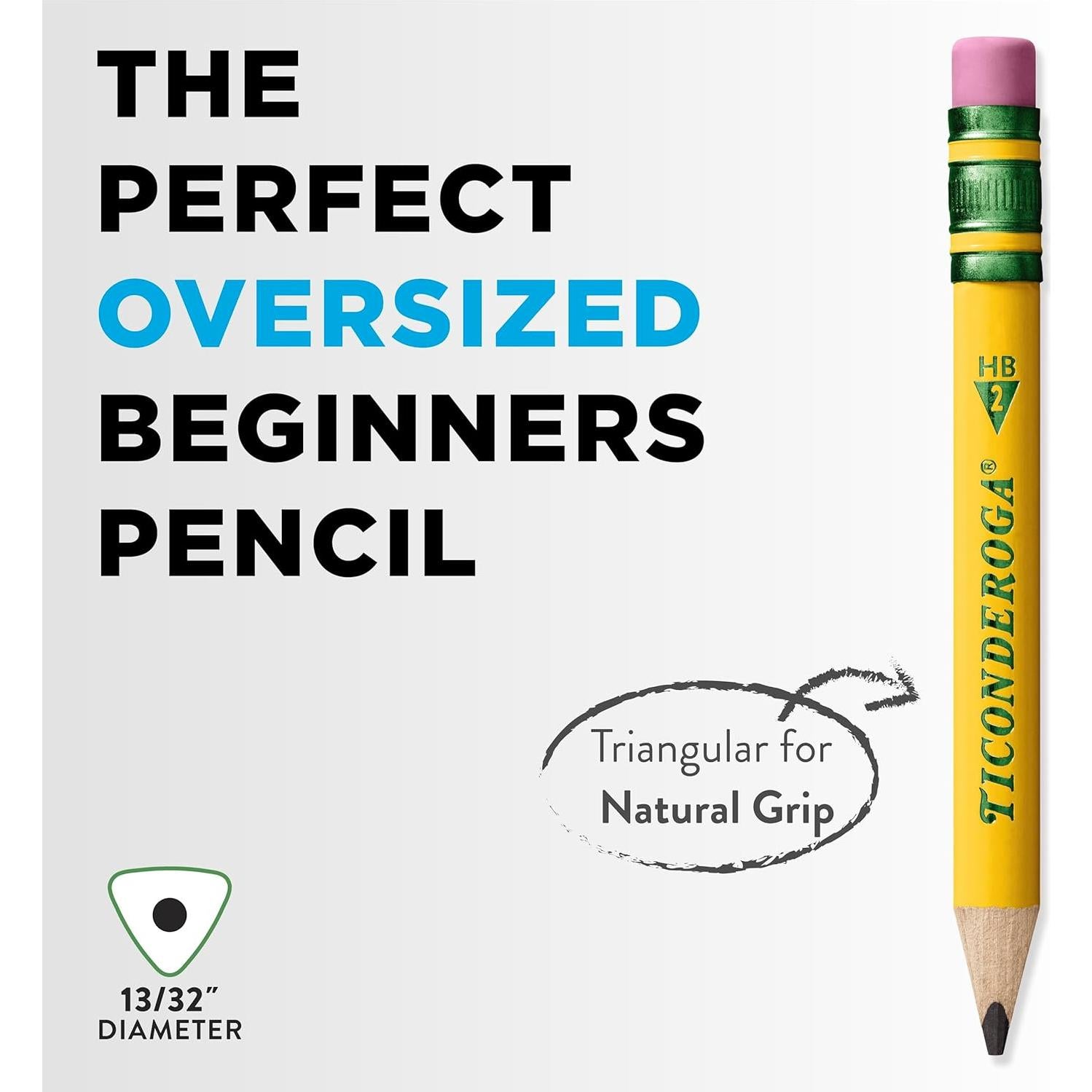 Lápices Cortos Ticonderoga Triangulares Amarillo 4 Pzs