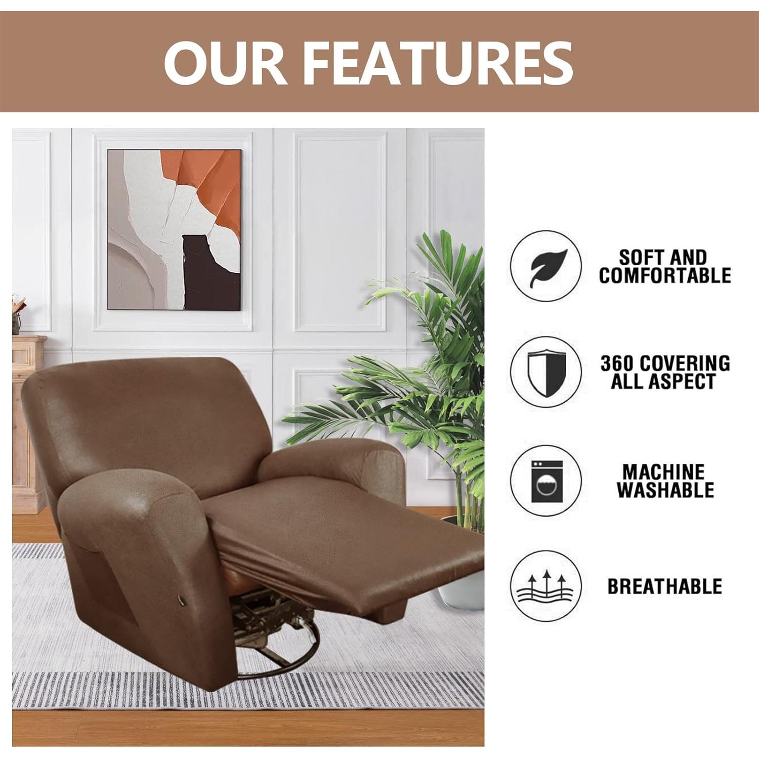 Fundas Sillón Reclinable Molasofa 4 Piezas Lavables Marrón