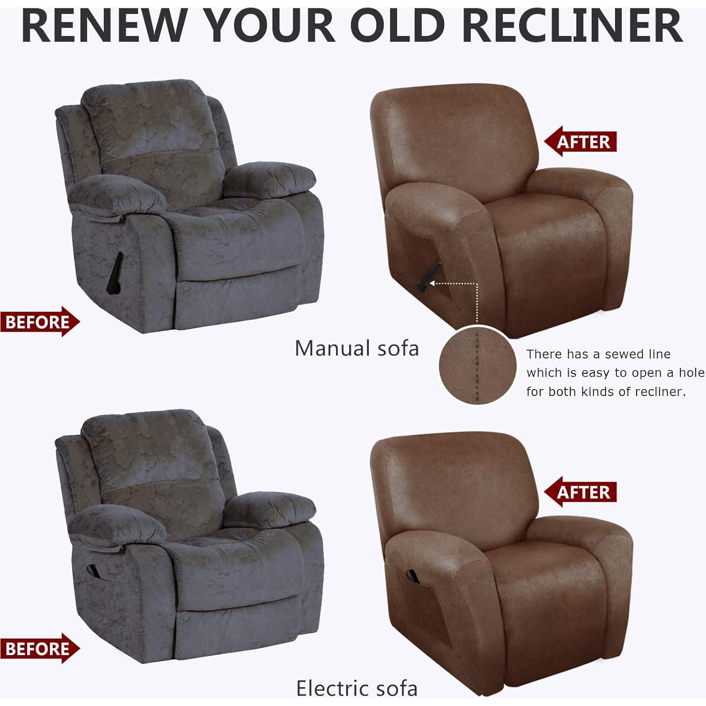 Fundas Sillón Reclinable Molasofa 4 Piezas Lavables Marrón