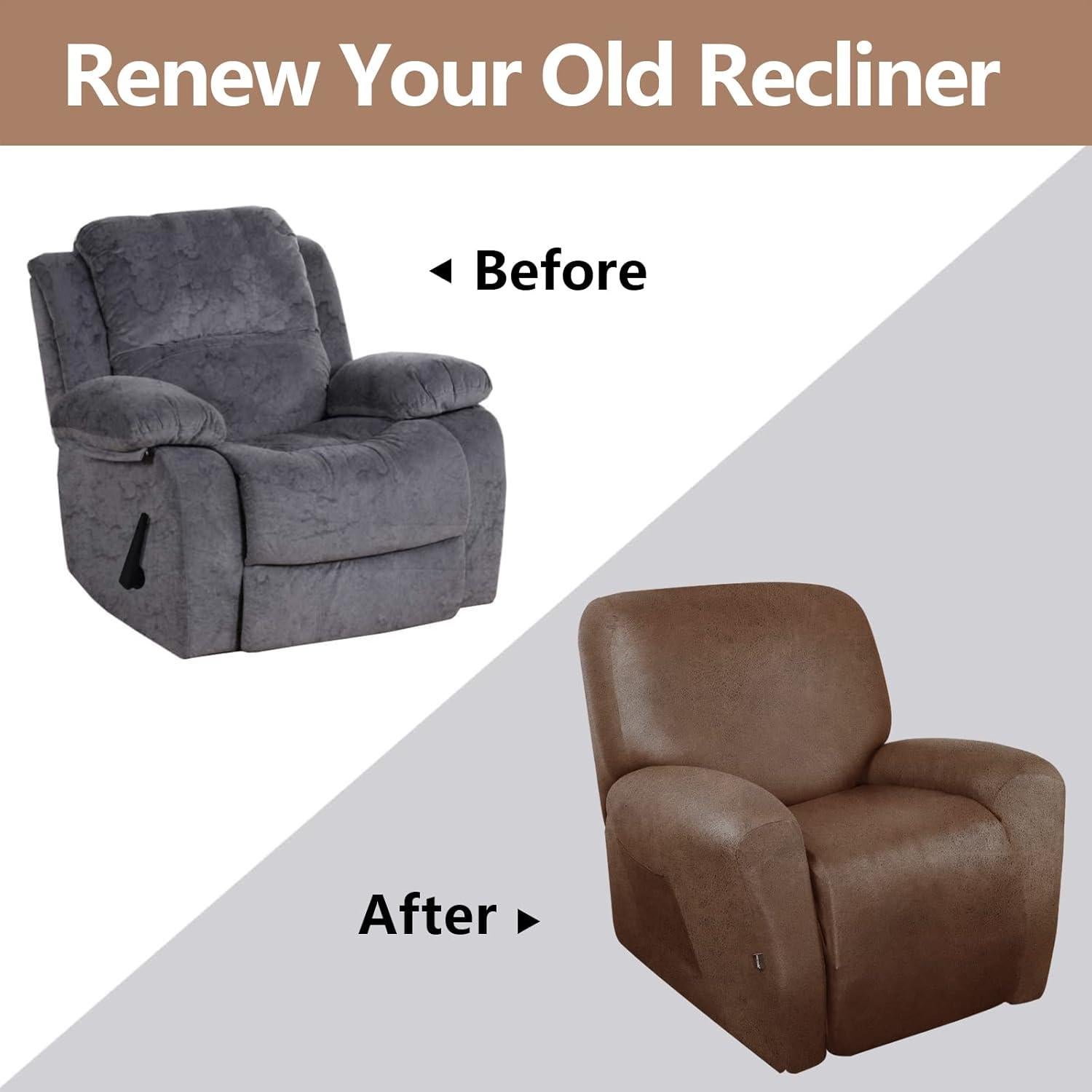 Fundas Sillón Reclinable Molasofa 4 Piezas Lavables Marrón