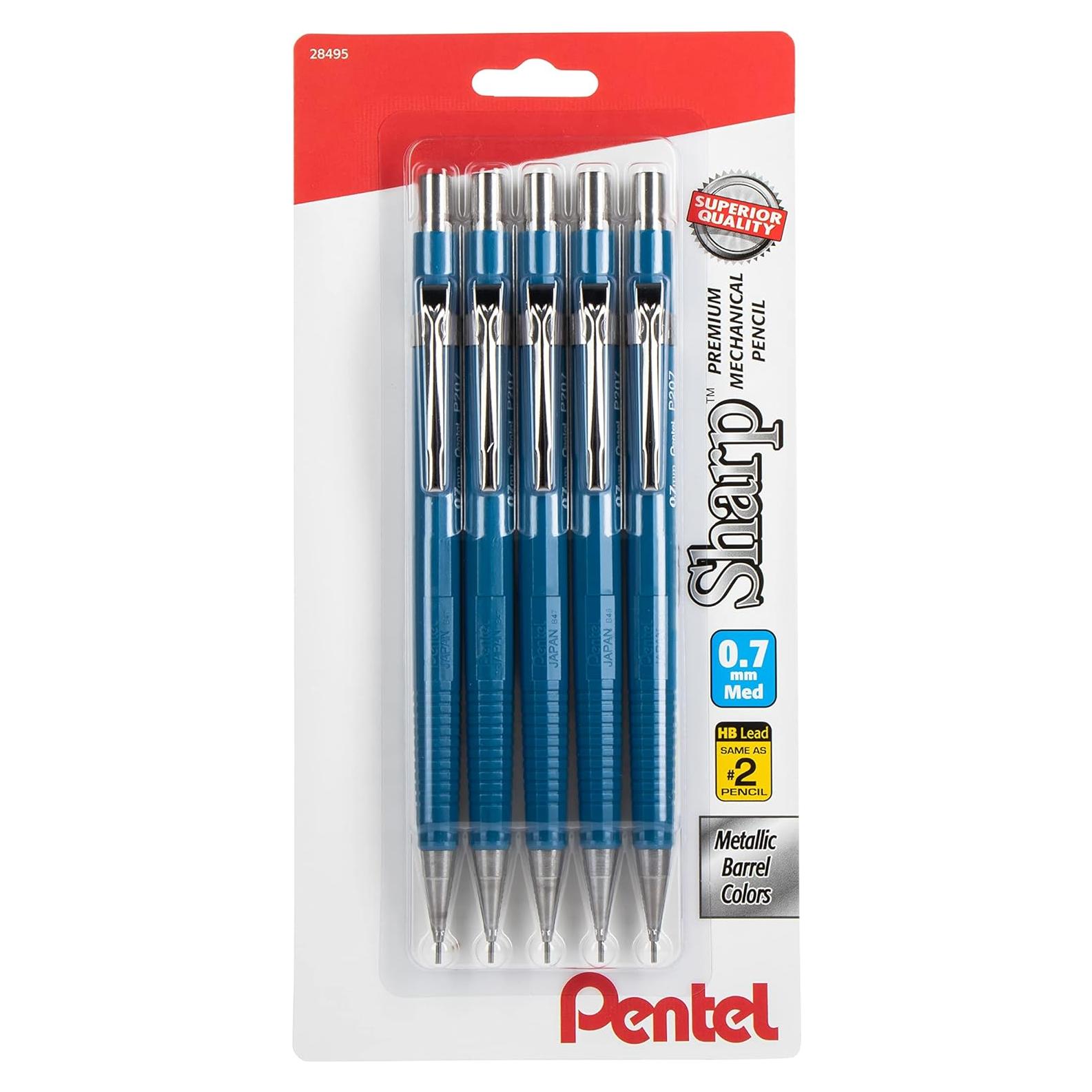 Lápiz Mecánico Pentel Sharp 0.7mm Azul Paquete 5