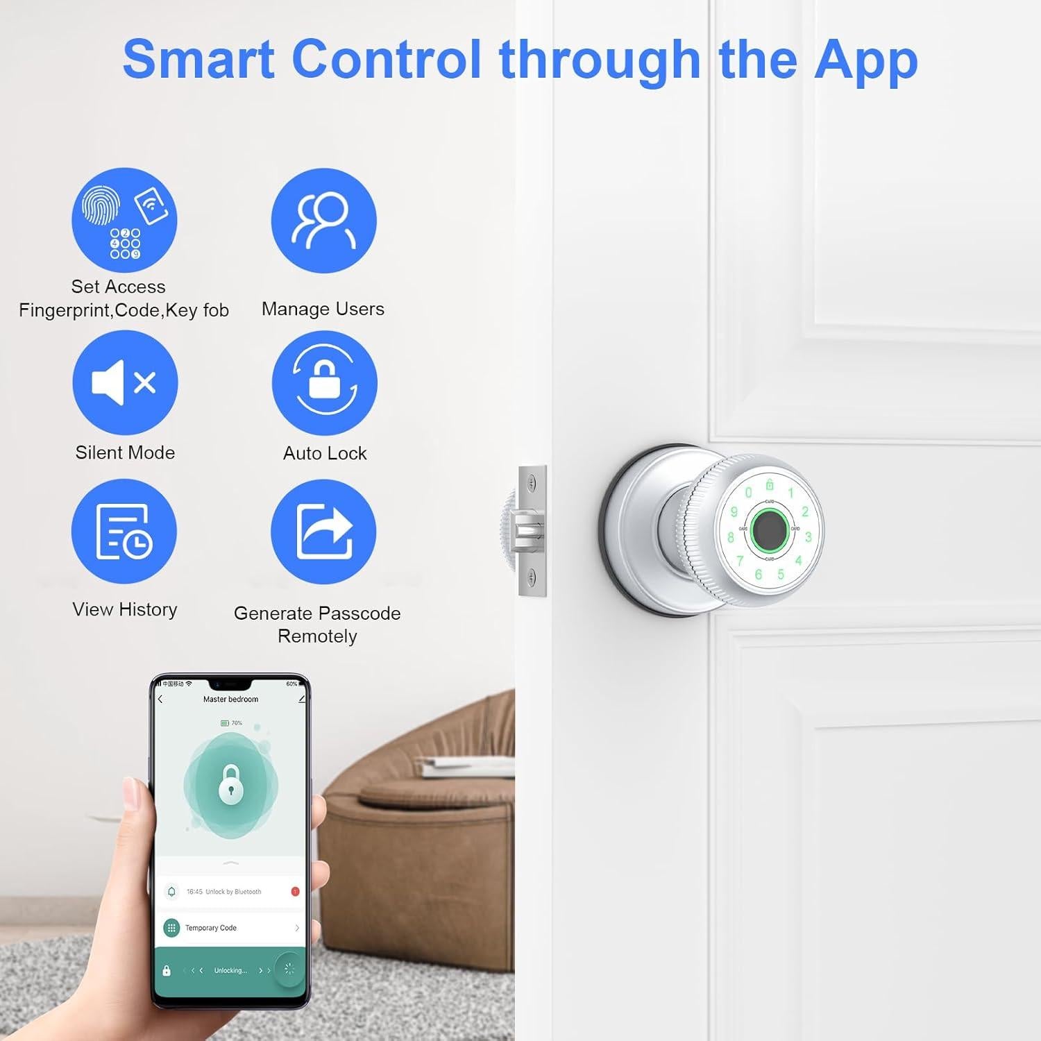 Cerradura Inteligente Gavdhe con Huella Dactilar y Teclado