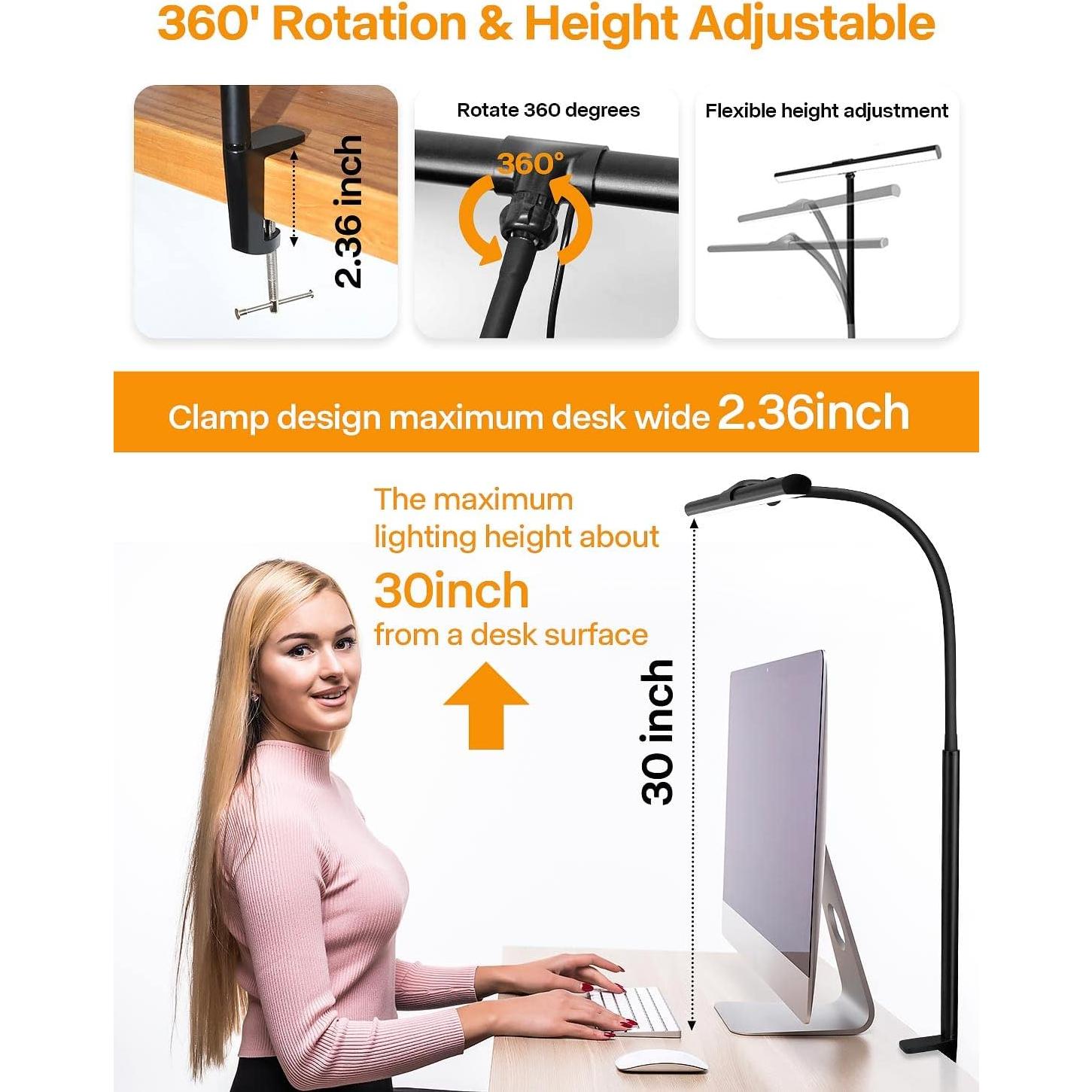 Lámpara de Escritorio ACNCTOP LED Ajustable 25 Modos 43cm