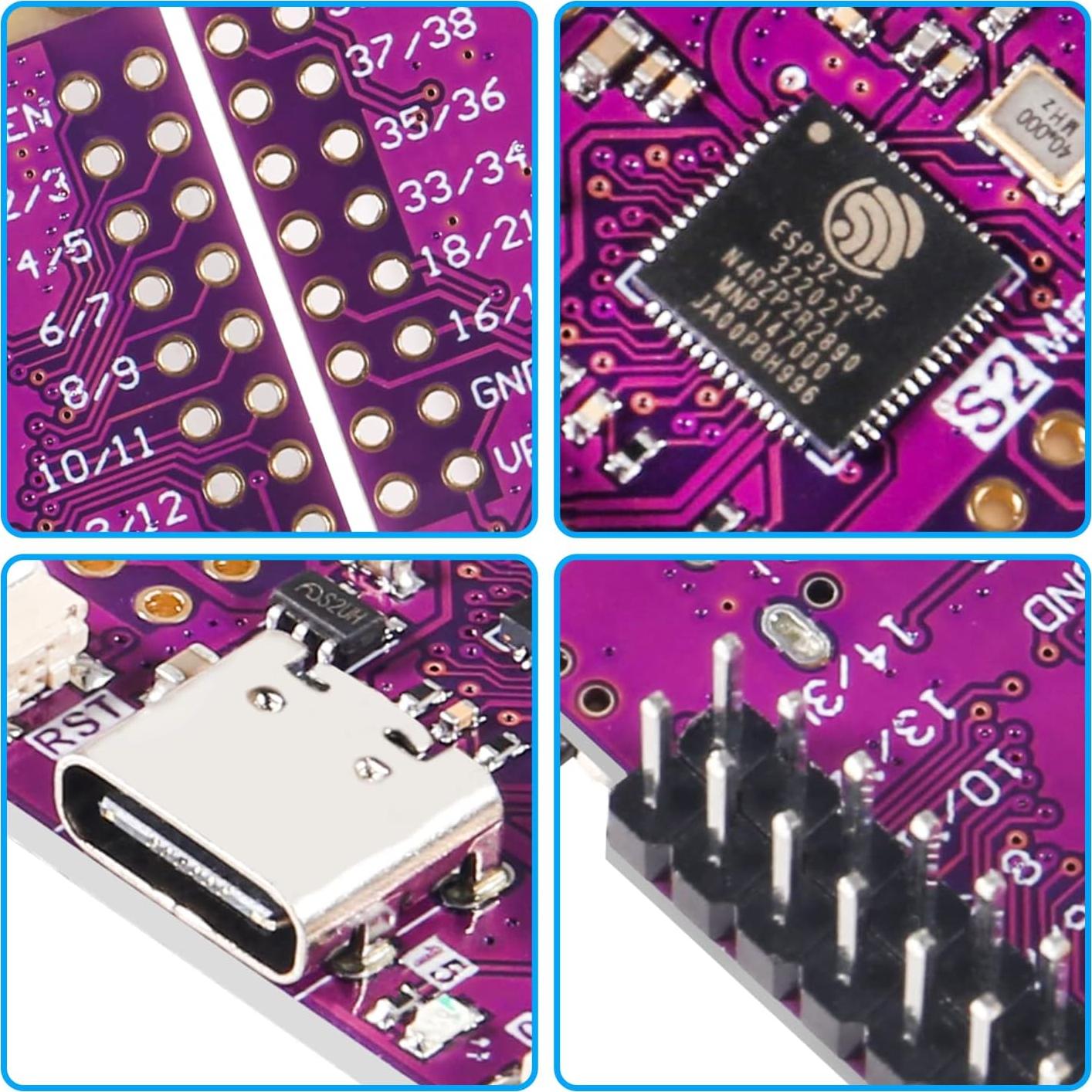 Alinan 4pcs ESP32 S2 Mini V1.0.0 WiFi IOT Board Based ESP32-S2FN4R2 ESP32-S2 4MB Flash 2MB PSRAM MicroPython
