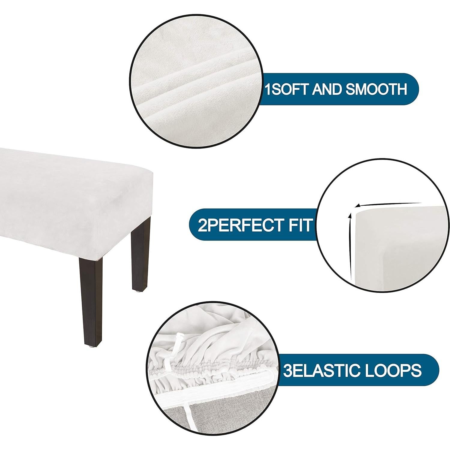 Funda de Banco de Comedor LUSHVIDA - Terciopelo Gris 1 Pieza