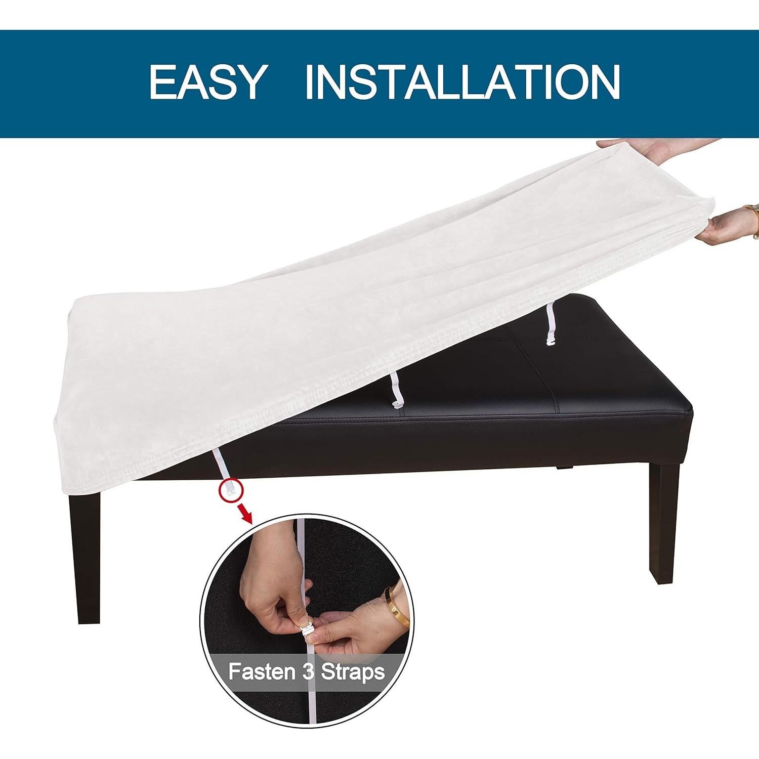 Funda de Banco de Comedor LUSHVIDA - Terciopelo Gris 1 Pieza