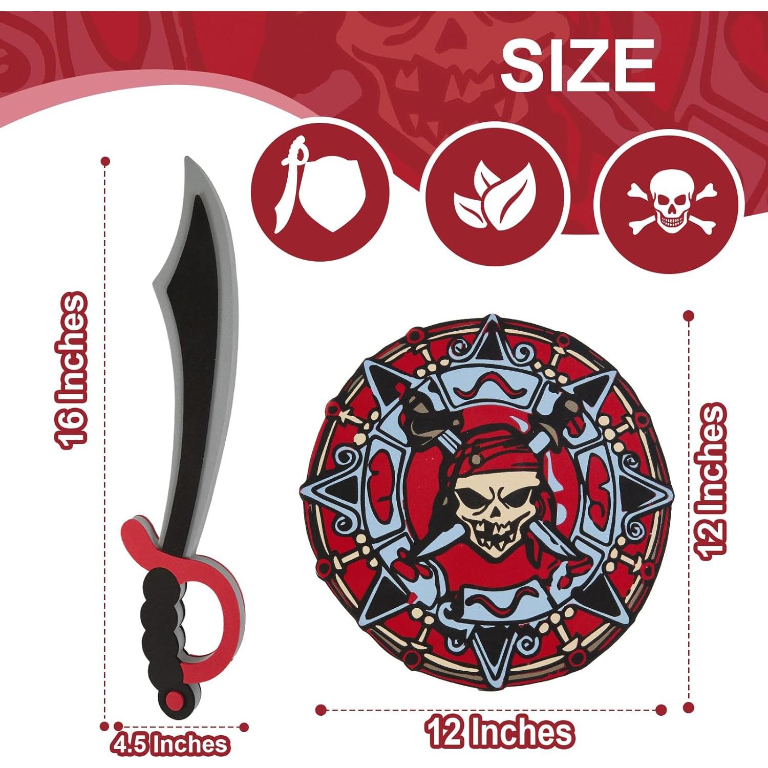 Juego de Espadas y Escudos de Juguete Richness - 2 Conjuntos Pirata