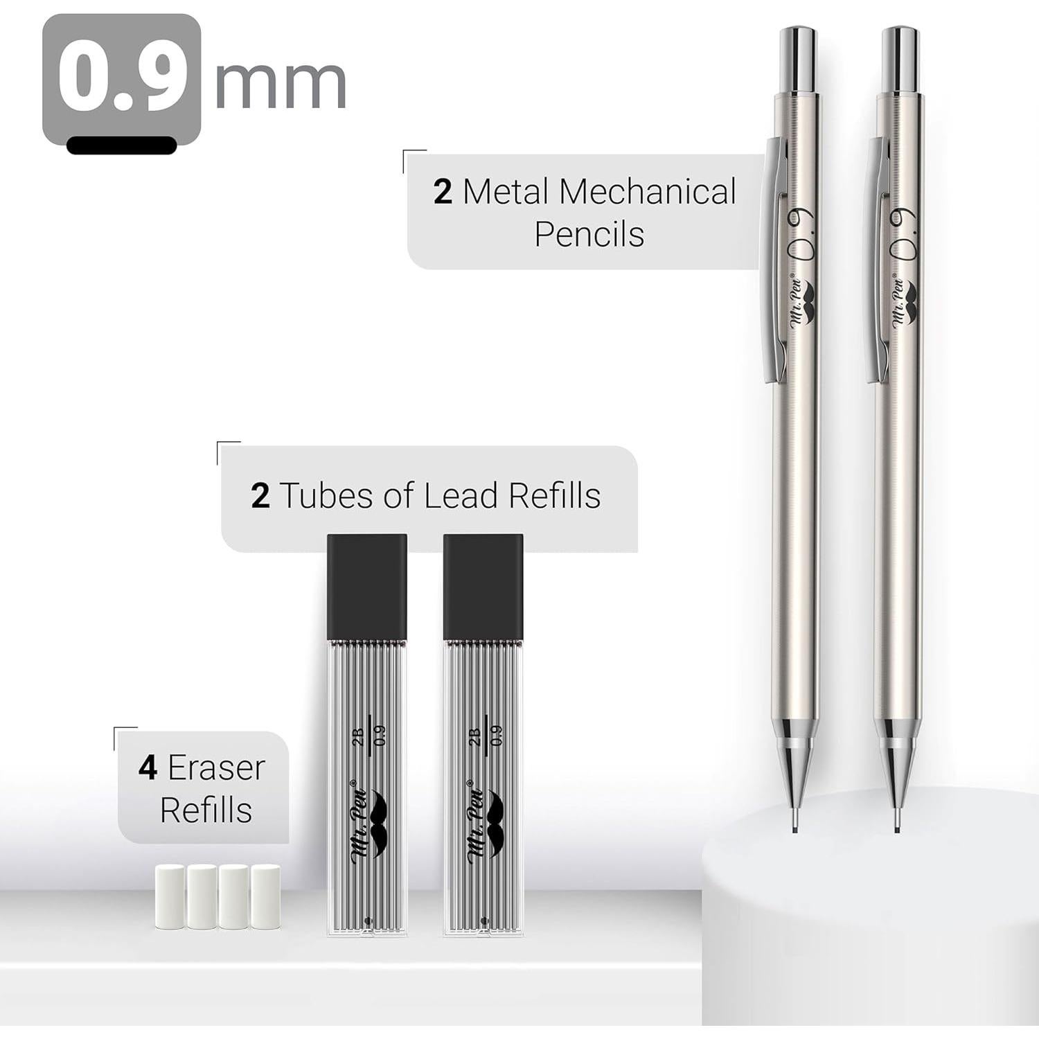 Lápices Mecánicos Mr. Pen 0.9mm Metal Paquete de 2