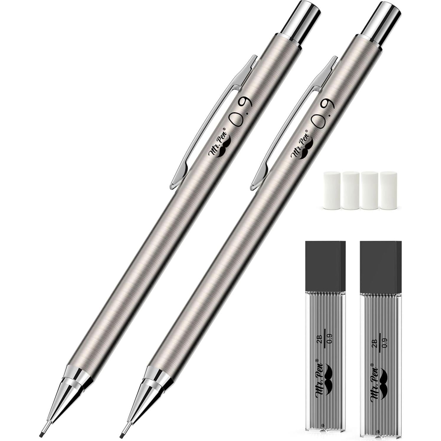 Lápices Mecánicos Mr. Pen 0.9mm Metal Paquete de 2