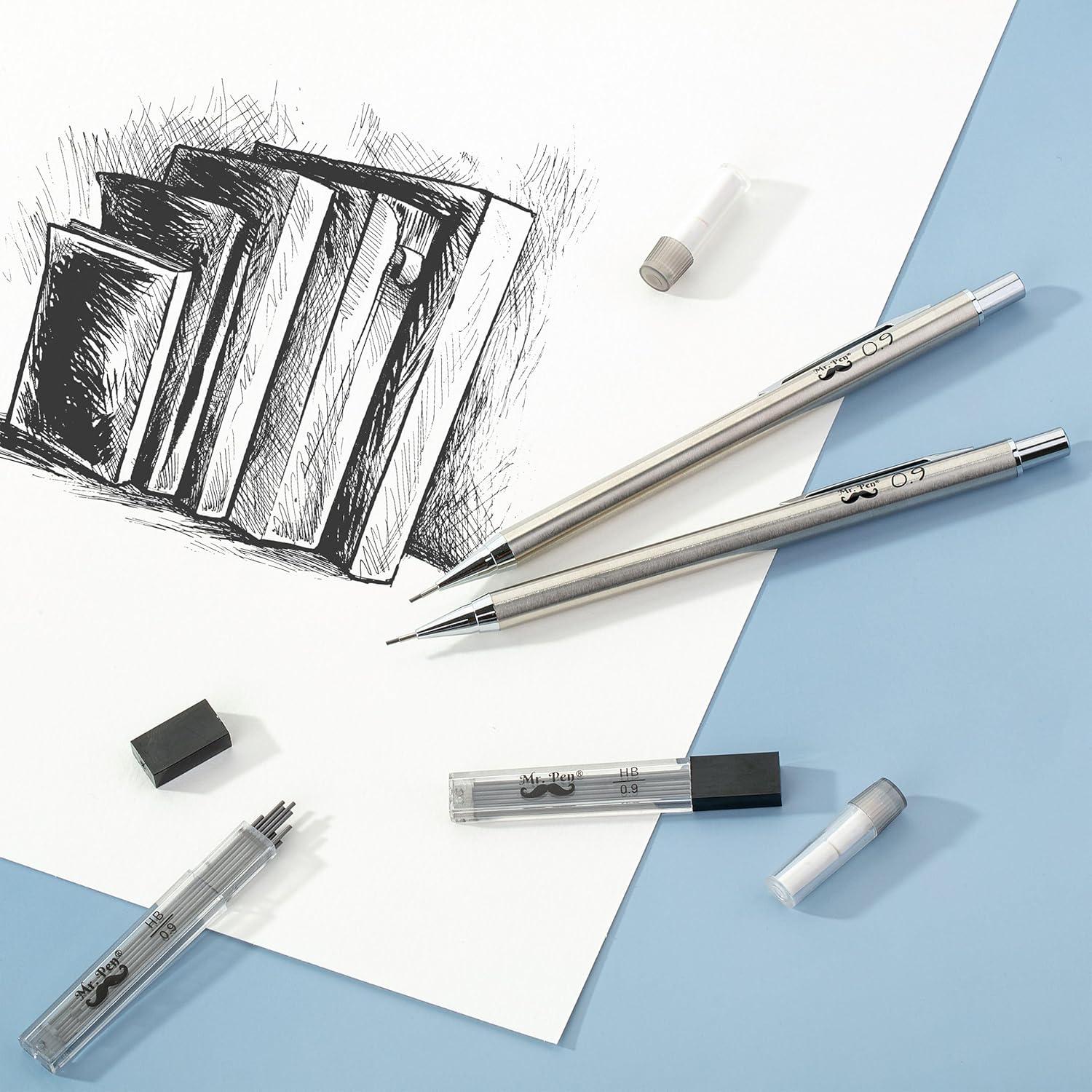 Lápices Mecánicos Mr. Pen 0.9mm Metal Paquete de 2