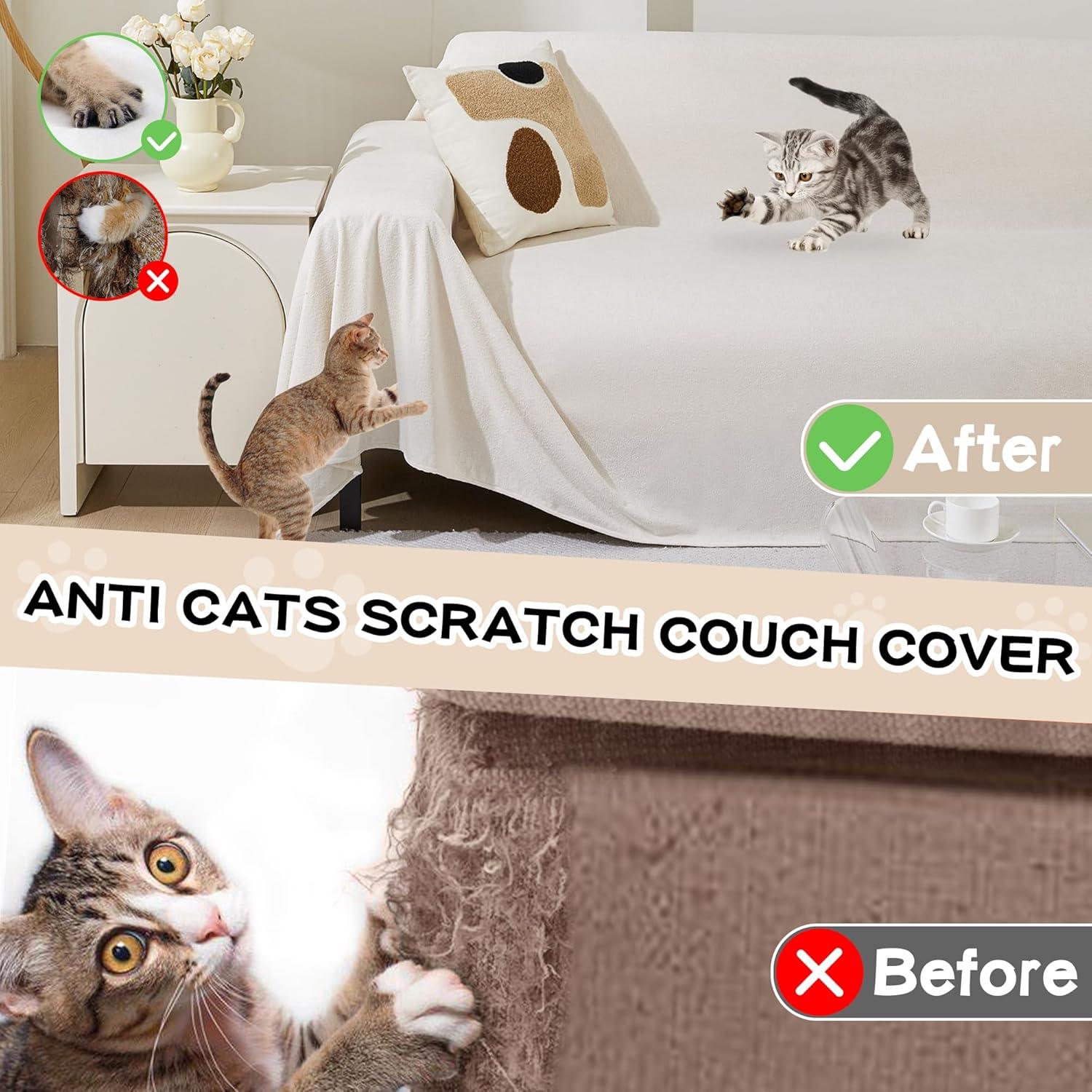 Funda de Sofá MEETSKY 3 Cojines Antideslizante 230x340 cm Blanco