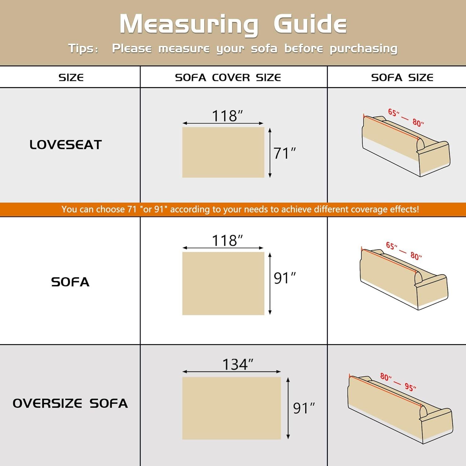 Funda de Sofá MEETSKY 3 Cojines Antideslizante 230x340 cm Blanco