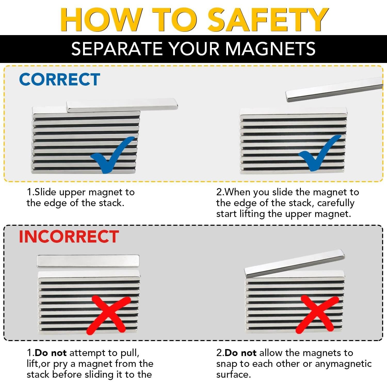 Imanes de Neodimio DIYMAG 60x10x3mm, Paquete de 12