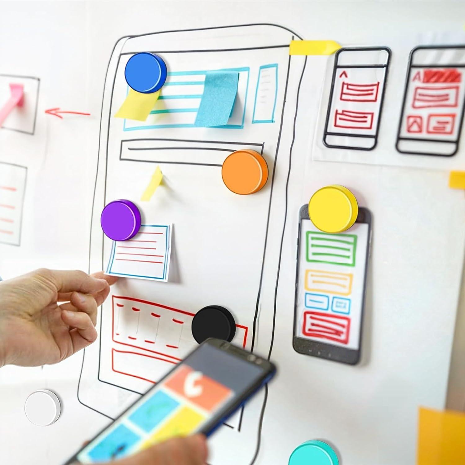 Imanes de Nevera Qualsen, 20 Piezas, 10 Colores, Redondos