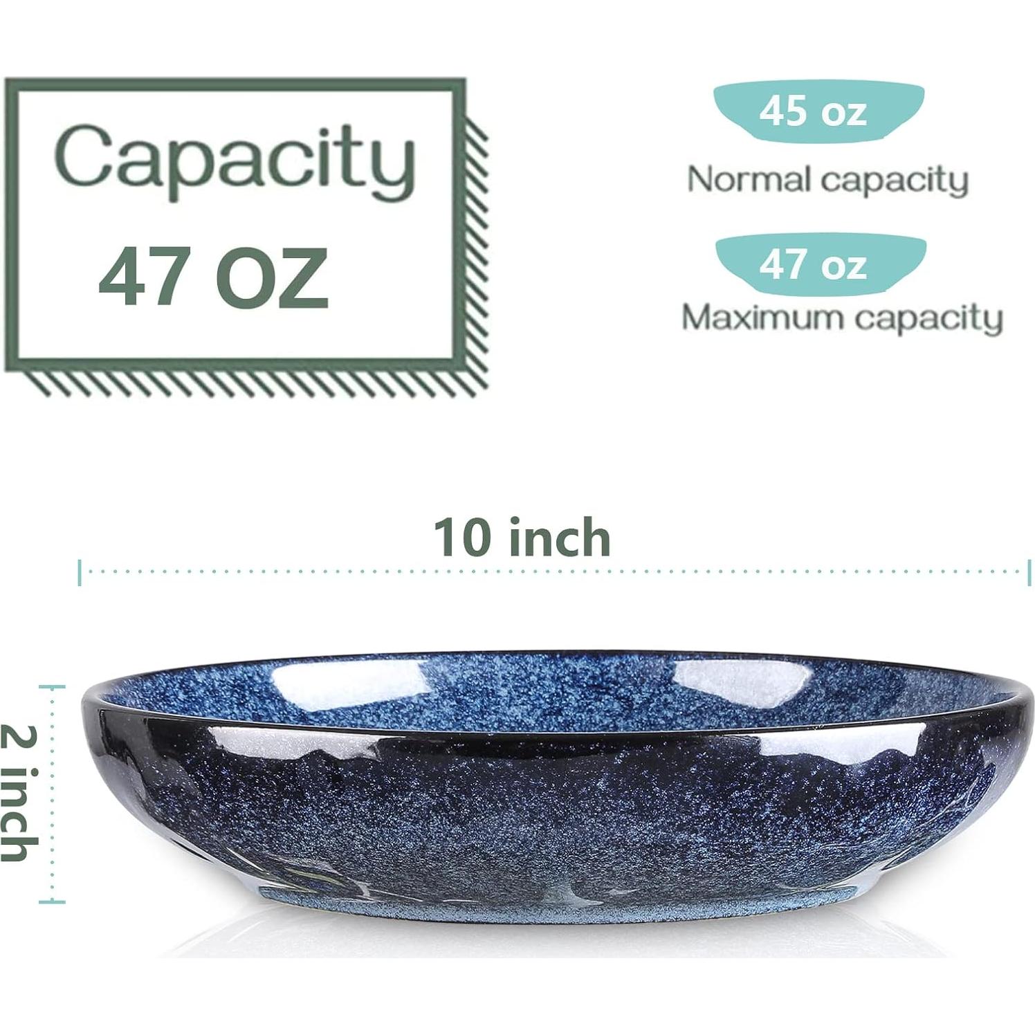 Juego de 4 Cuencos de Porcelana Vicrays 25.4 cm Azul