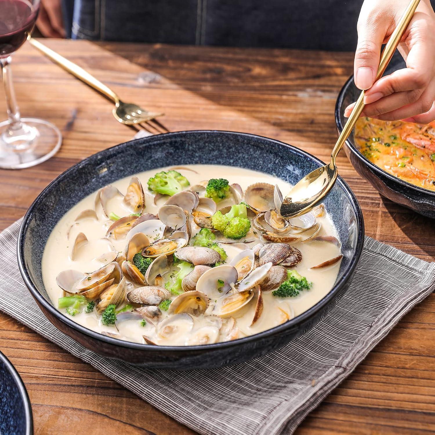 Juego de 4 Cuencos de Porcelana Vicrays 25.4 cm Azul