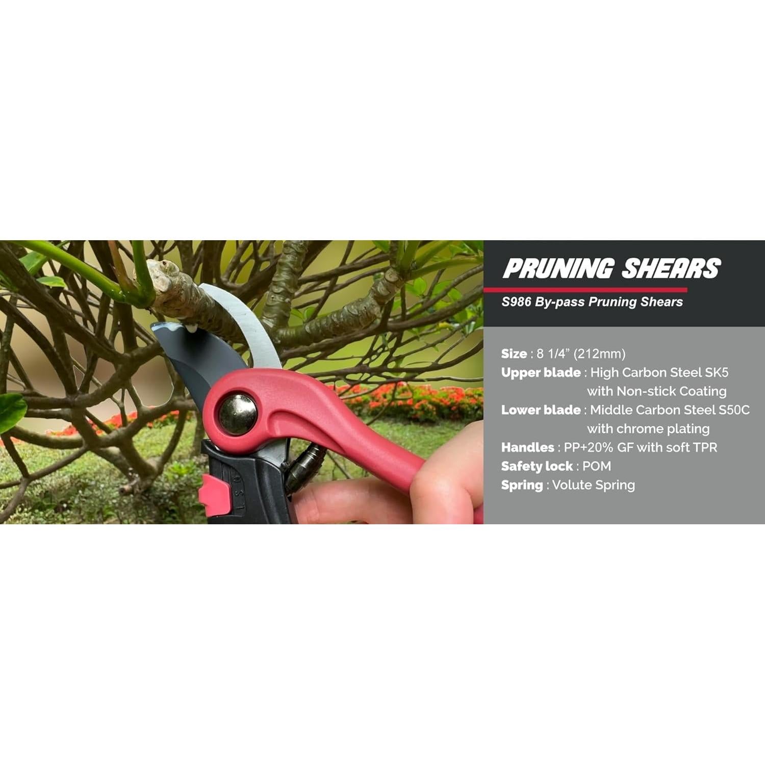 Tijeras de Podar Bypass Genérico CBS986 20.96 cm Ajustables