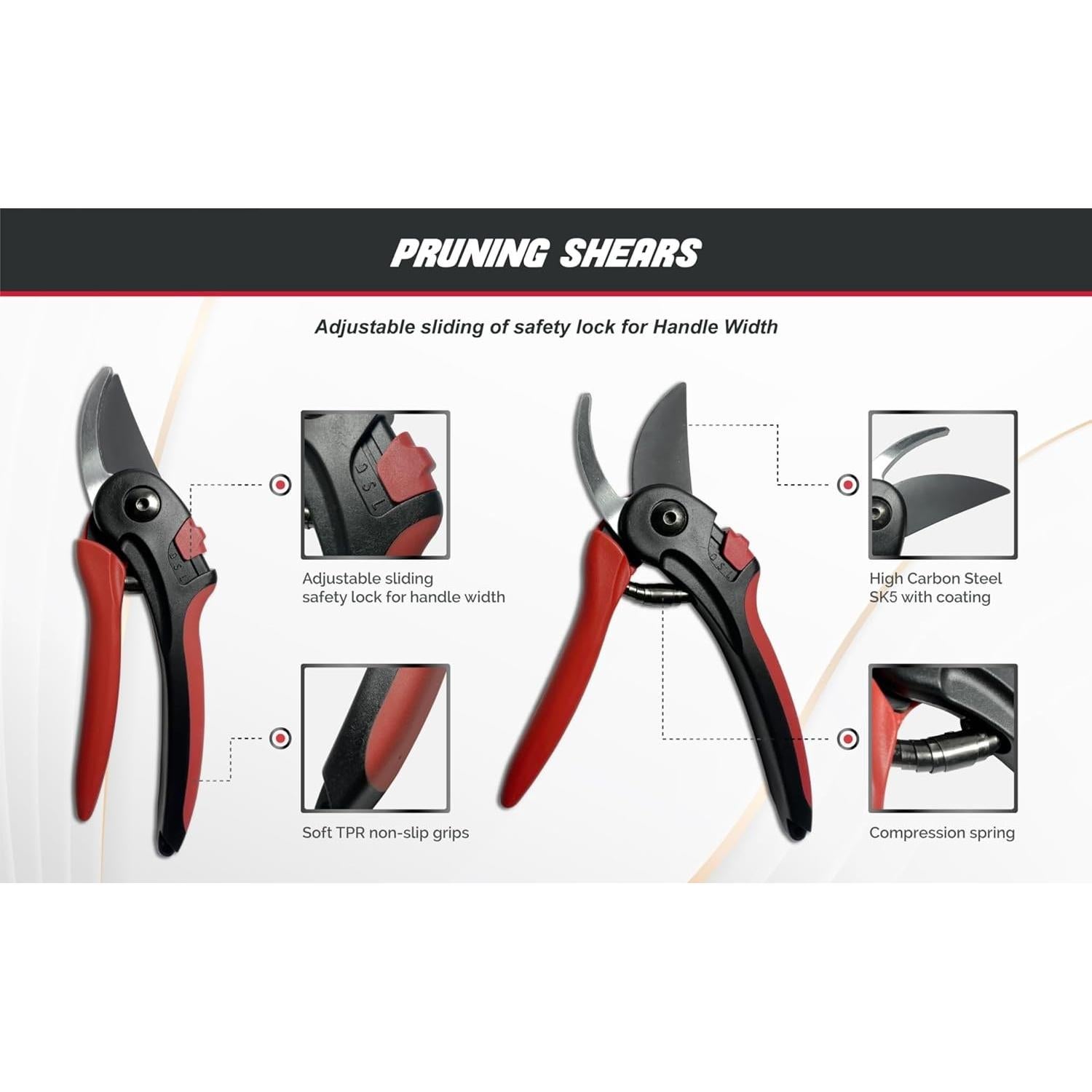 Tijeras de Podar Bypass Genérico CBS986 20.96 cm Ajustables