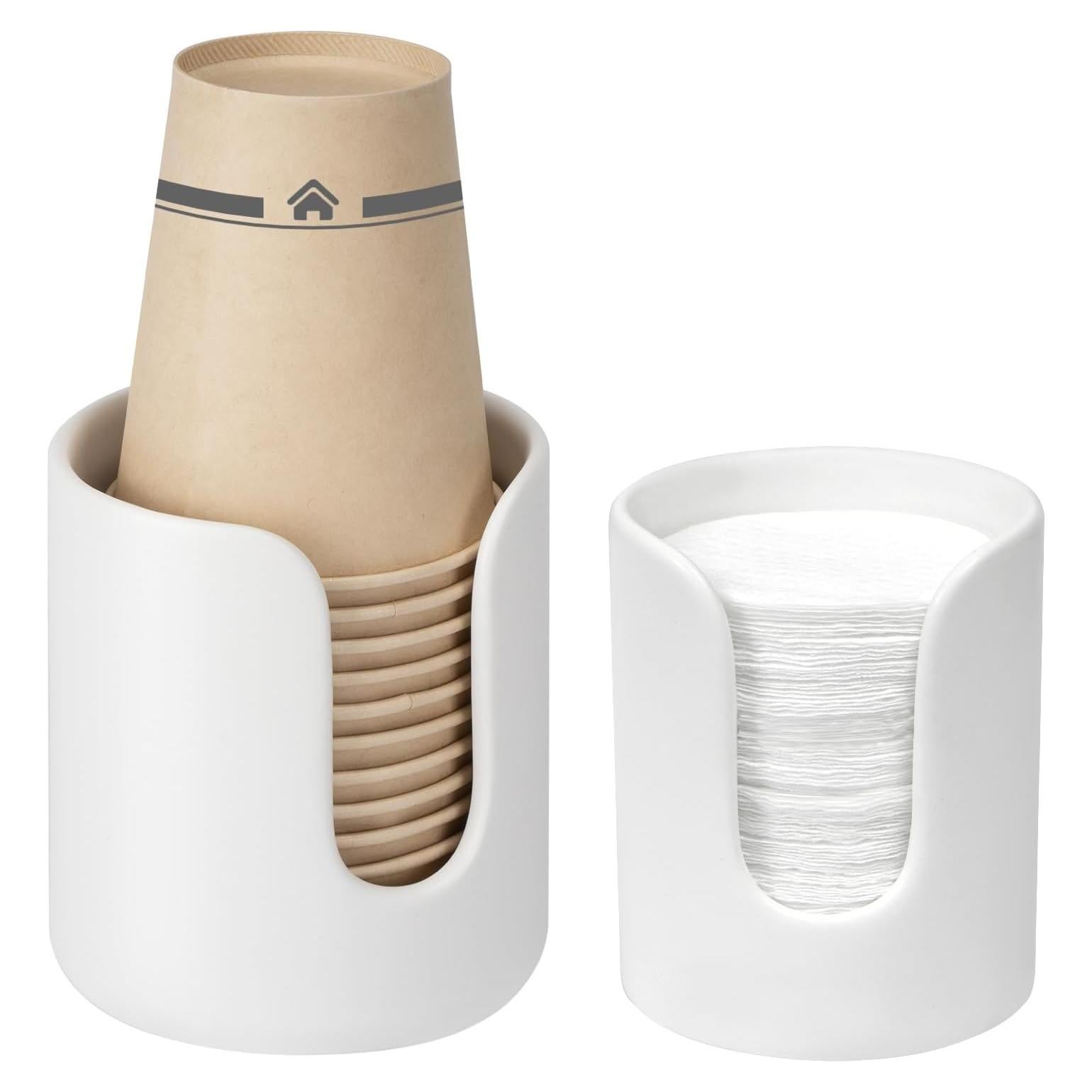 Dispensador de Tazas de Cerámica UHEY HOME Blanco 2 Piezas