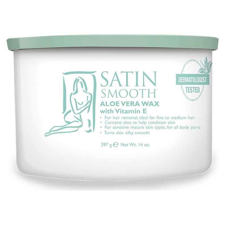 Cera Depilatoria Satin Smooth Aloe Vera 396g - Suave y Efectiva