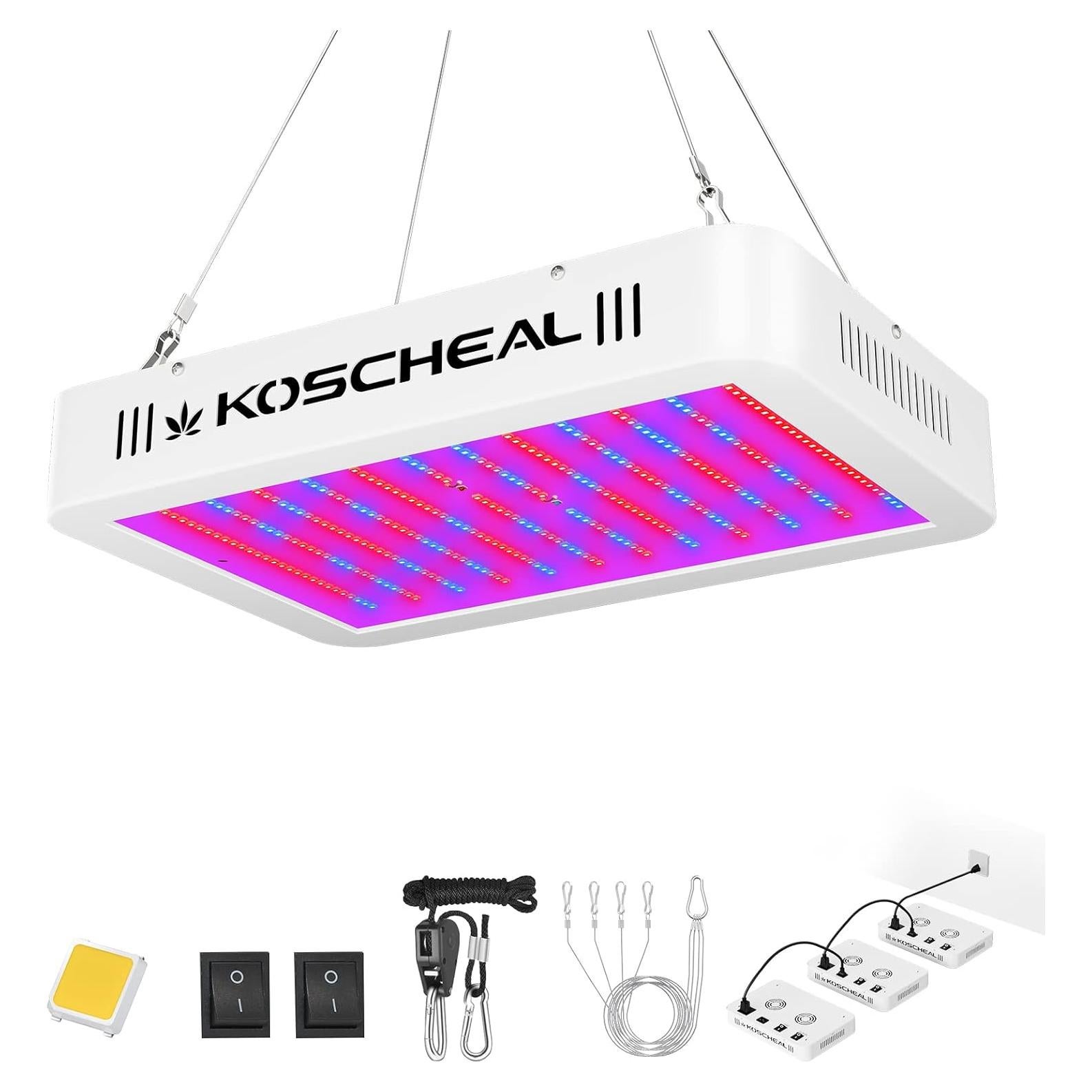 Luz de Cultivo LED KOSCHEAL KS1200 130W Espectro Completo