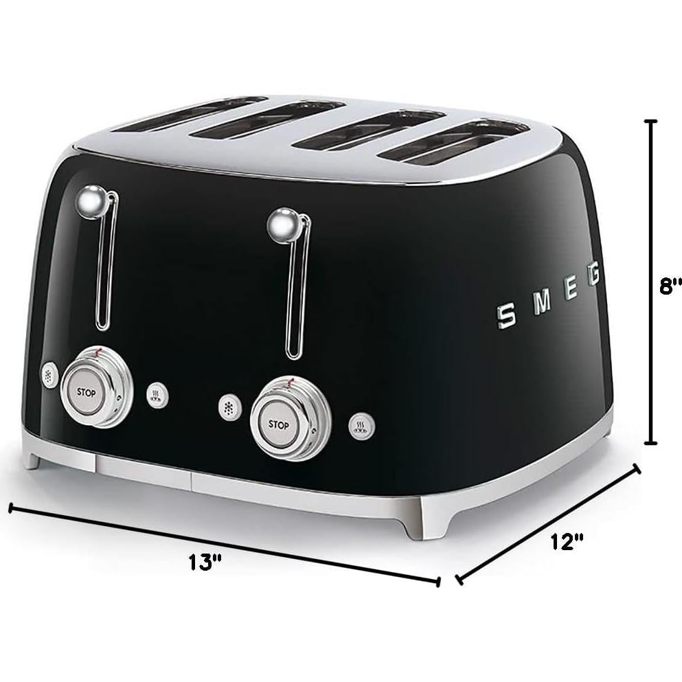Tostadora Smeg Retro 4 Rebanadas Negra TSF03 - 6 Preajustes
