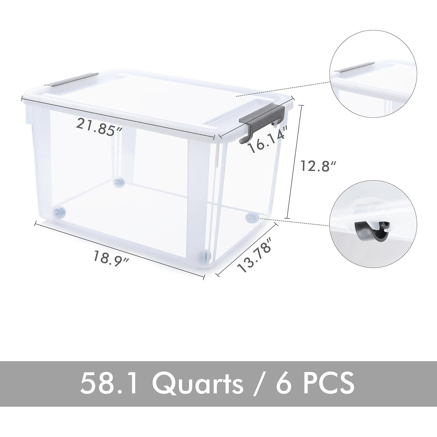 Citylife 6 Contenedores de Almacenamiento 55L Plástico Apilables