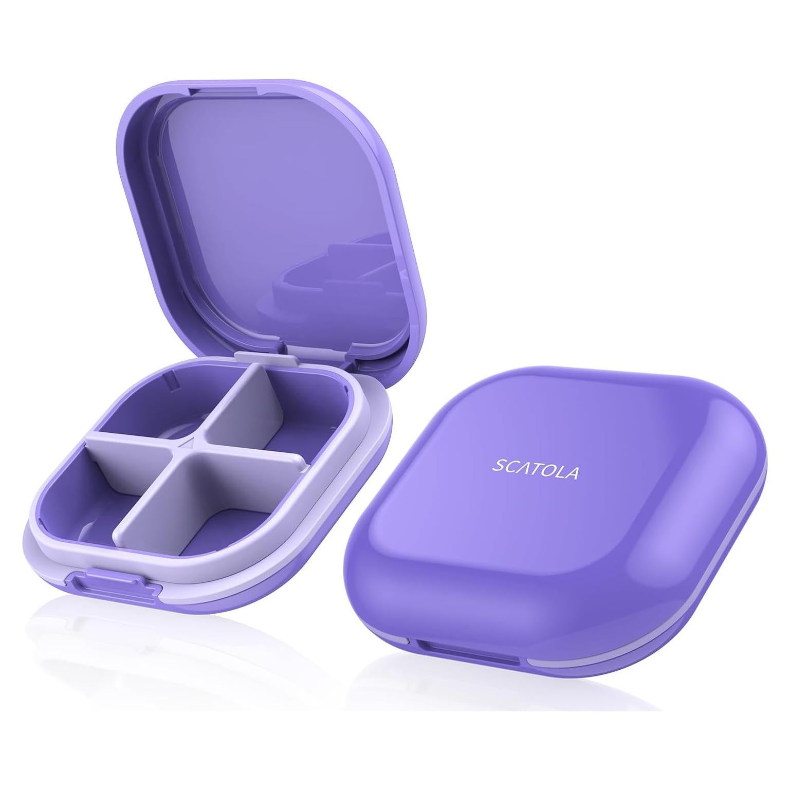 Organizador de Pastillas TecQach 4 Compartimentos Púrpura