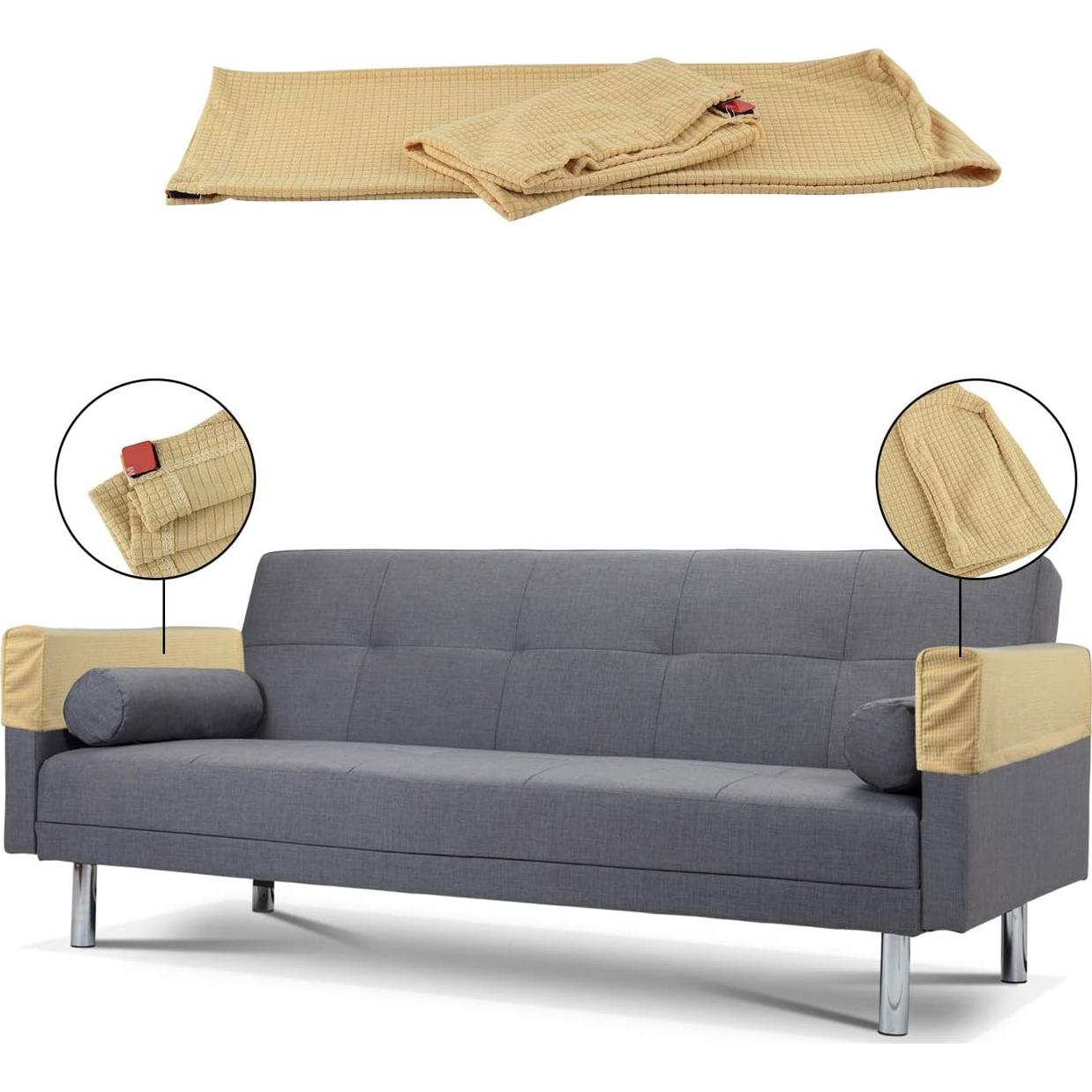 Funda Antideslizante para Reposabrazos Sofá CM Beige Oscuro