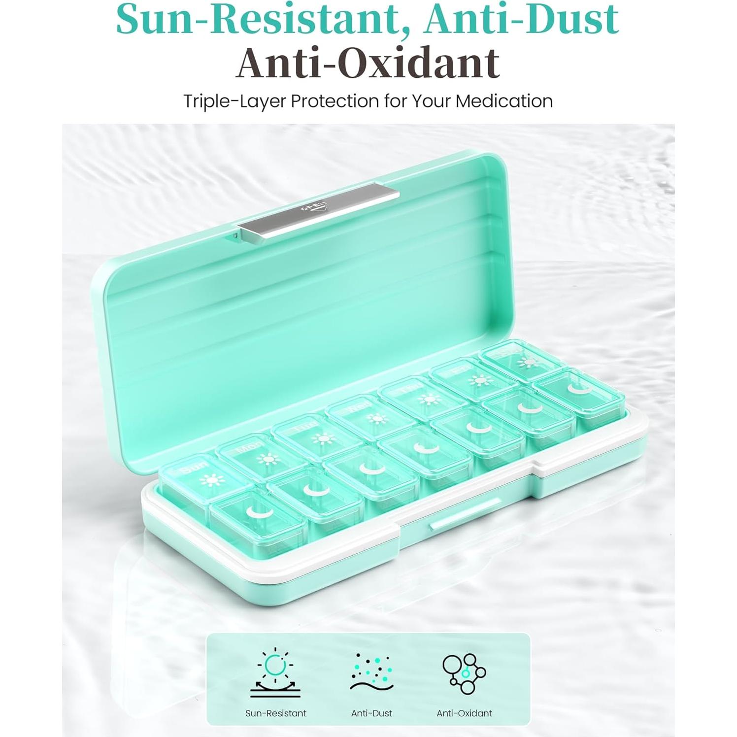 Organizador de Pastillas Zoksi AM/PM 7 Días Verde