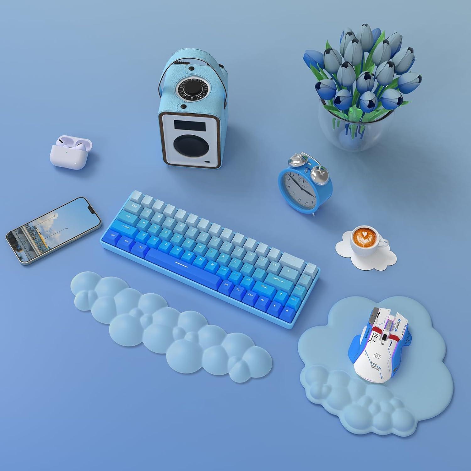 Set 3 en 1 Reposamuñecas Ergonómico MANBASNAKE Azul