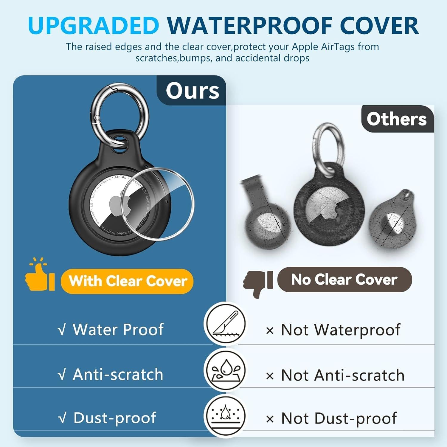 Soporte Impermeable para Airtag MCTOPZO - 4 Fundas Negras