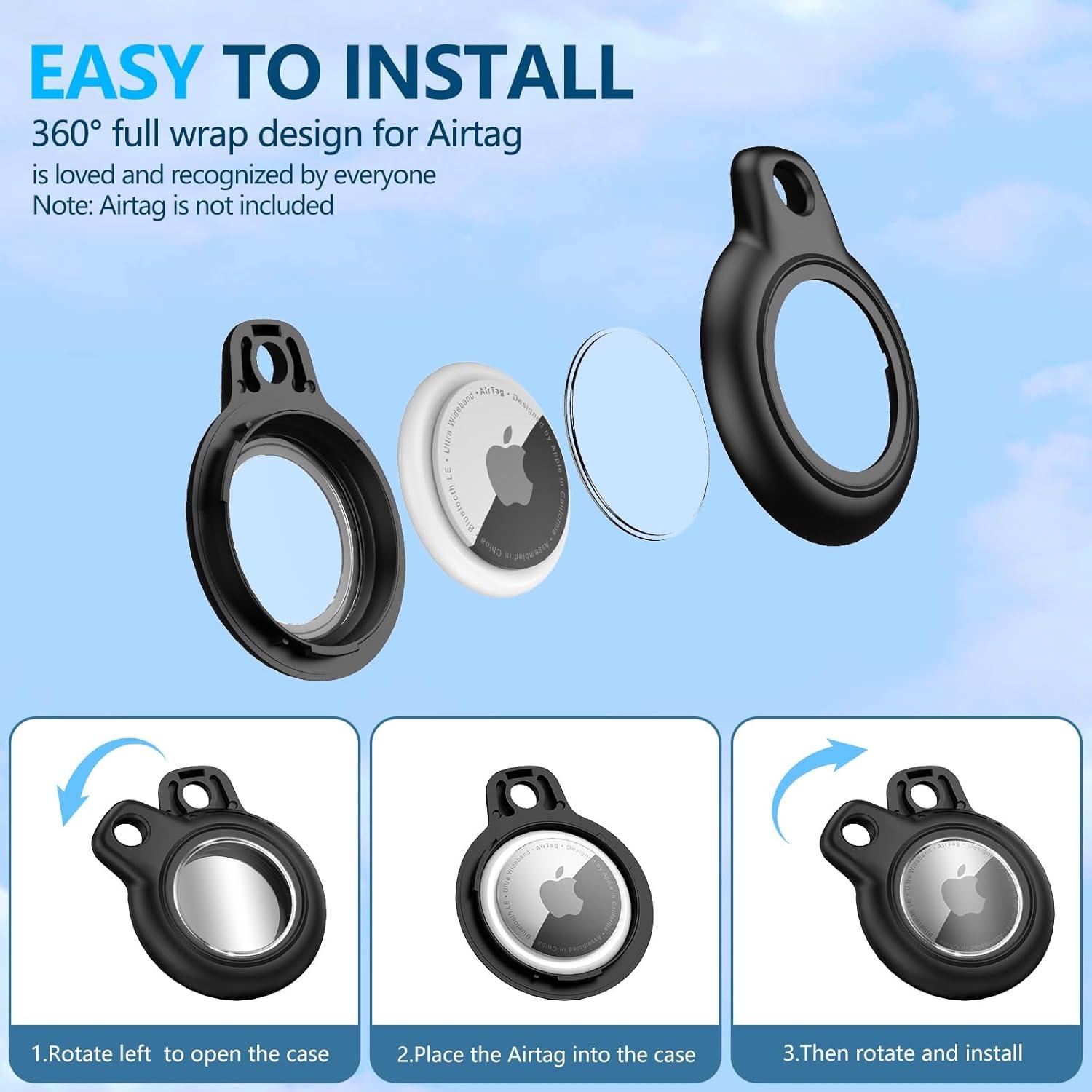 Soporte Impermeable para Airtag MCTOPZO - 4 Fundas Negras