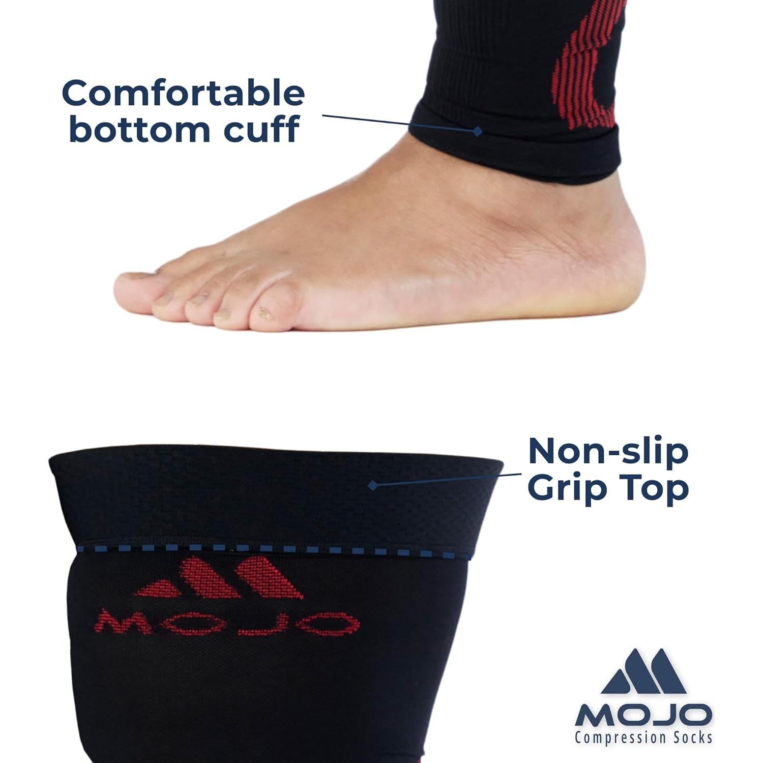 Manga de Compresión Mojo 2X-Large Negro/Rojo para Muslos