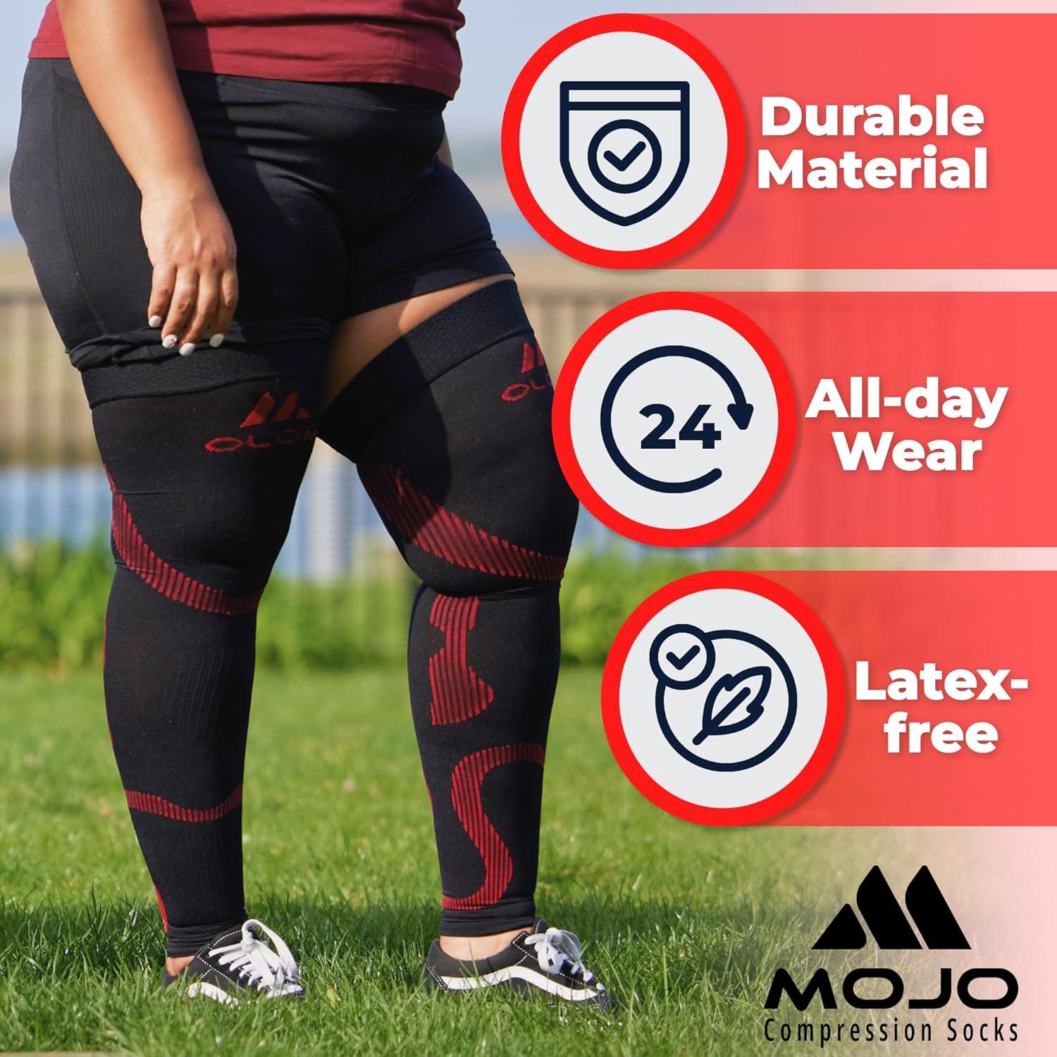 Manga de Compresión Mojo 2X-Large Negro/Rojo para Muslos