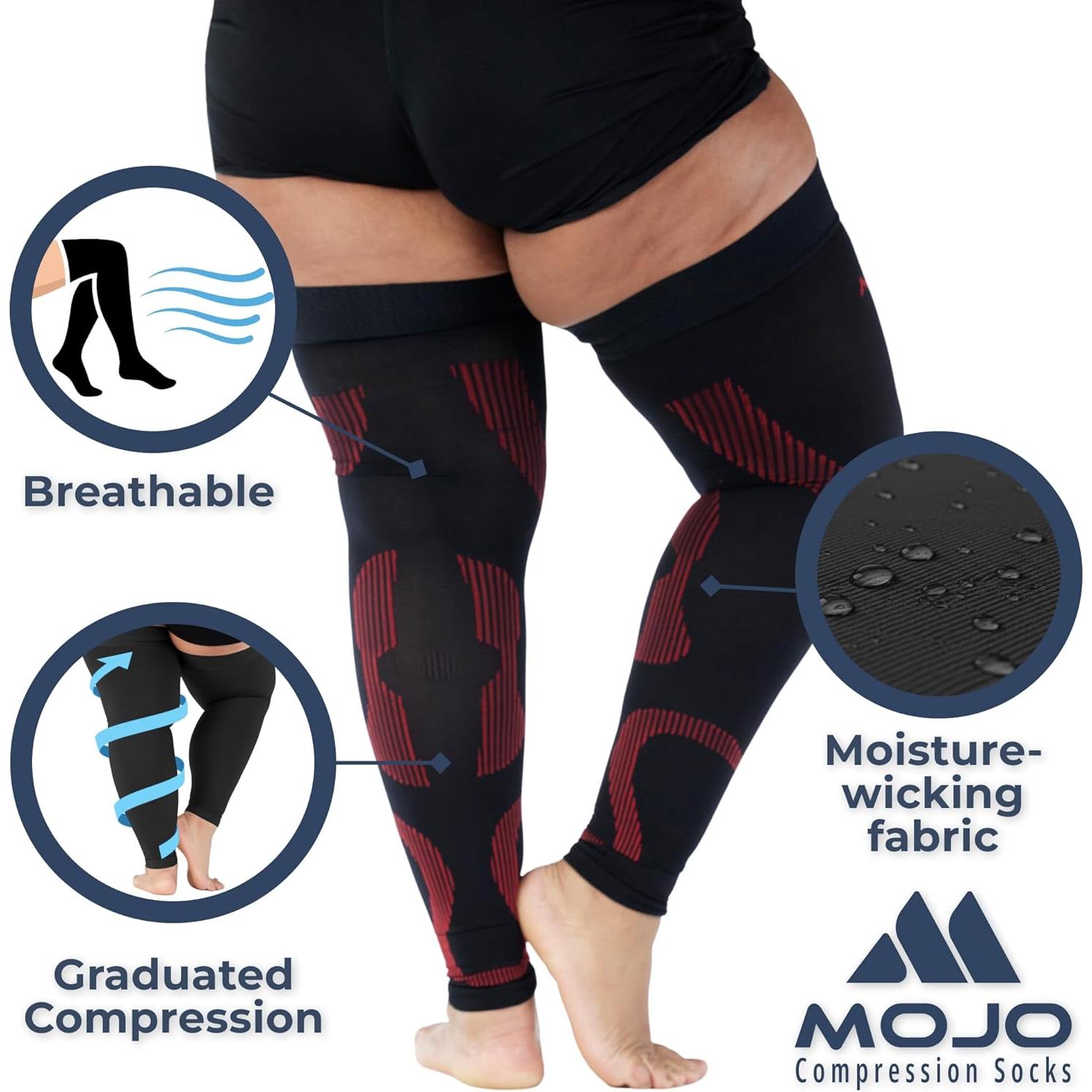 Manga de Compresión Mojo 2X-Large Negro/Rojo para Muslos