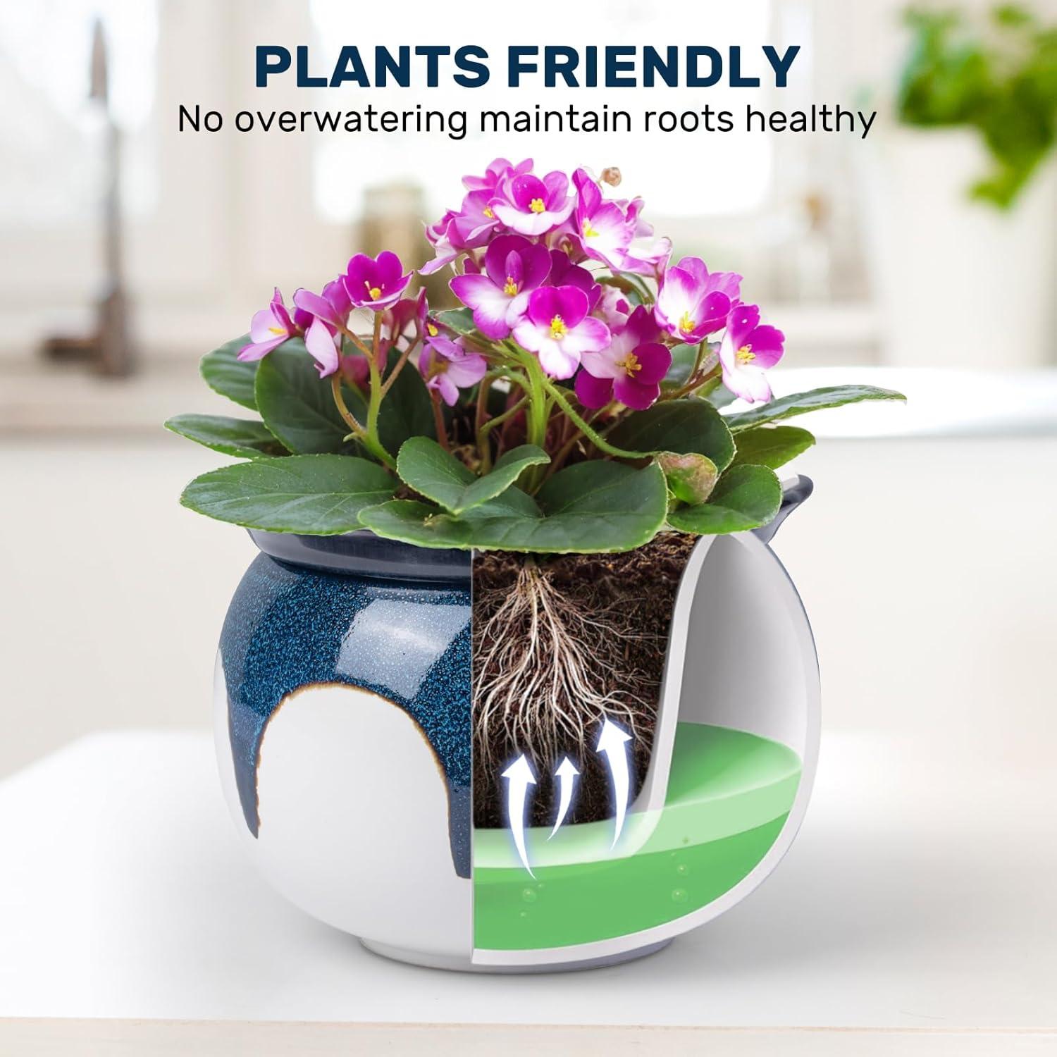 Maceta Autorriego LITUDISO 15 cm Azul Gradiente Cerámica