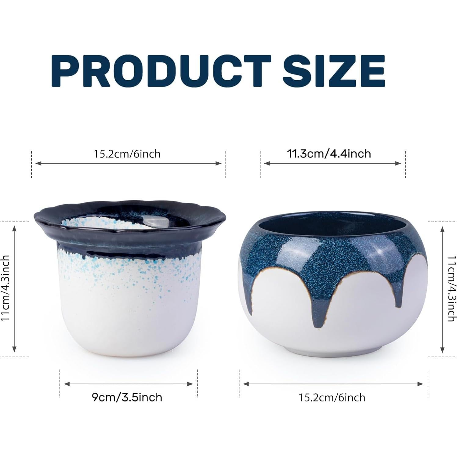 Maceta Autorriego LITUDISO 15 cm Azul Gradiente Cerámica