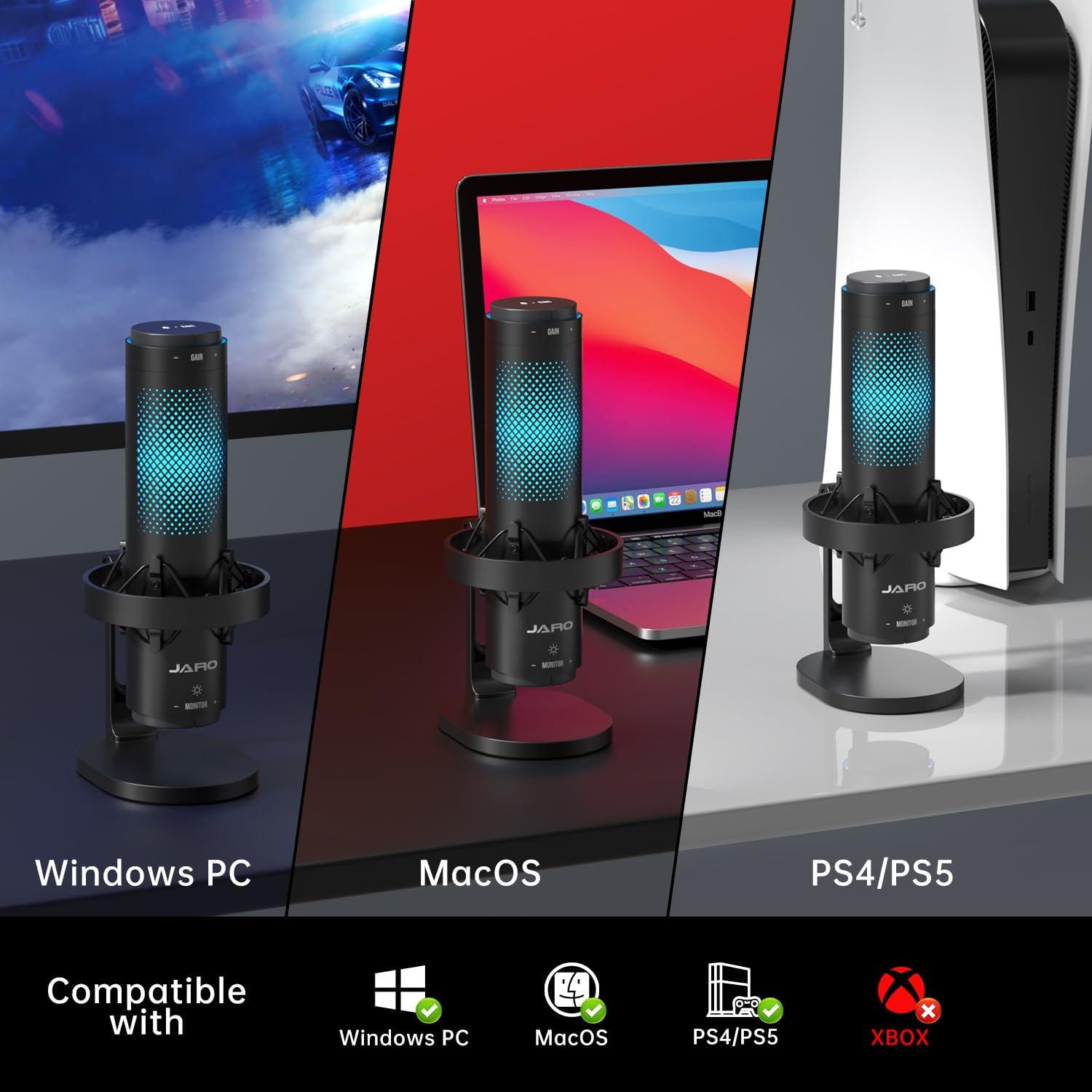 Micrófono JARO J101-CS USB con Cancelación de Ruido RGB