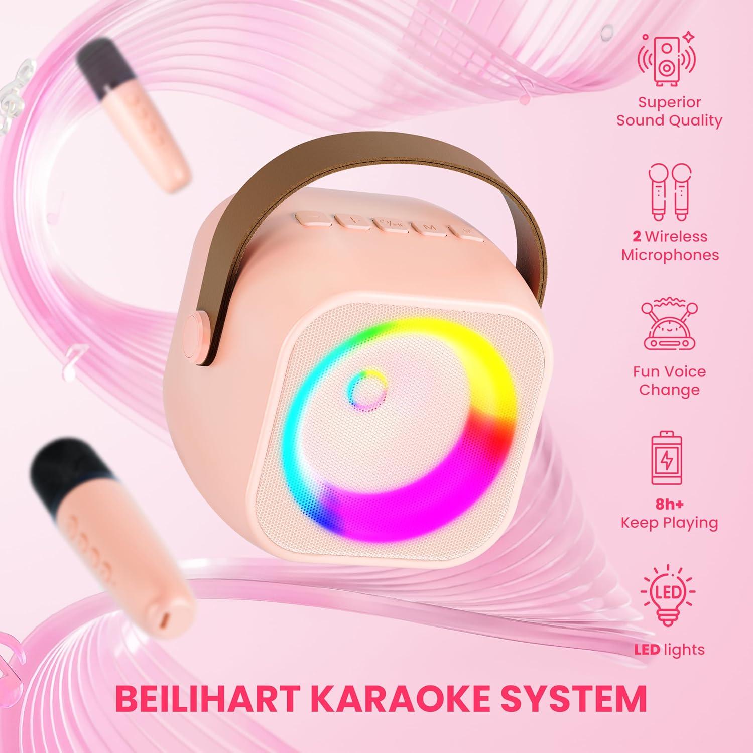 Máquina de Karaoke BEILIHART K29-L con 2 Micrófonos y Bluetooth